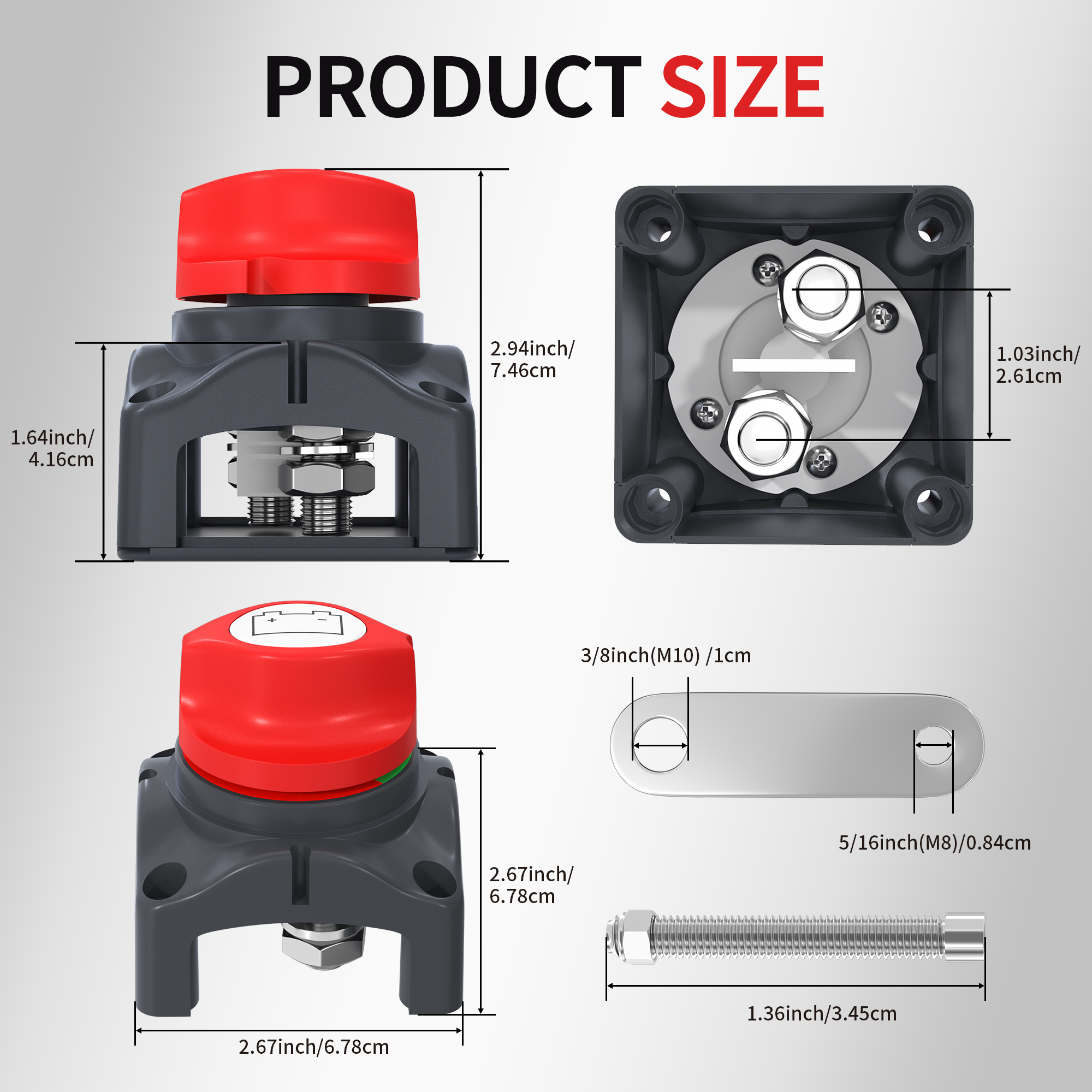 ASW-A701-KIT1 275A 12-48VDC ON-OFF Battery Switch with Mounting Brackets for Battery Positive