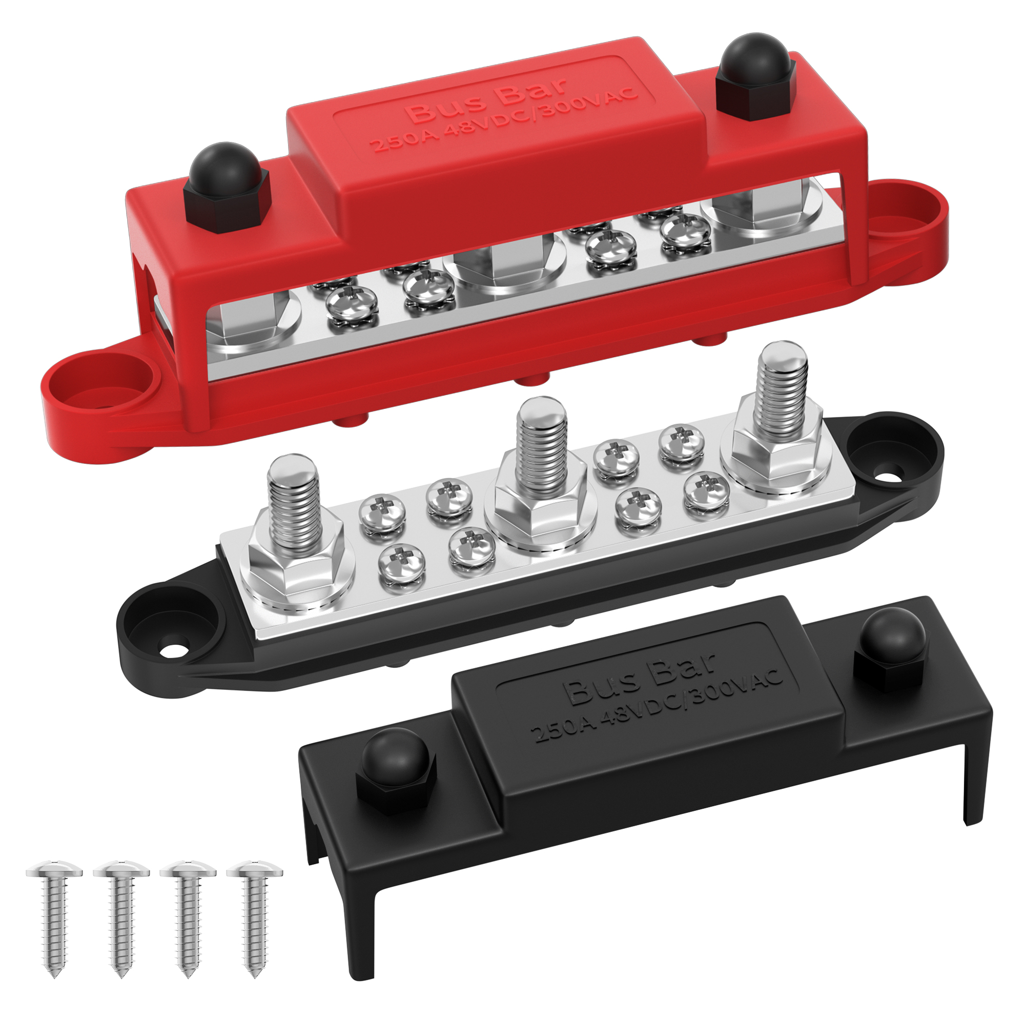 BB250-T3M10S8-C-2 48VDC 250A Bus Bar Distribution Power with 3×M10 Studs and 8×M5 Screws