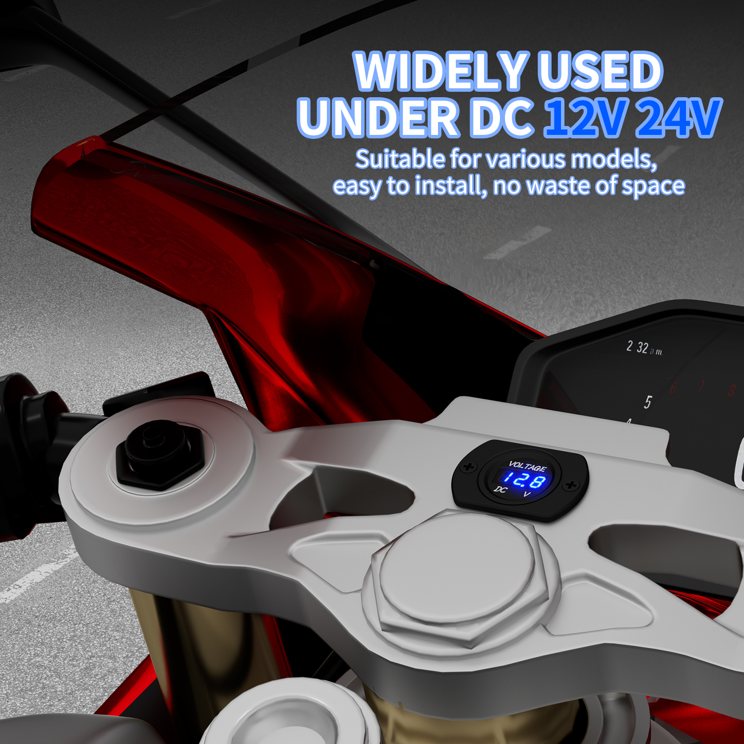 DS4010+DS2 DC 8-48V Waterproof Car LED Digital Display Voltmeter Panel