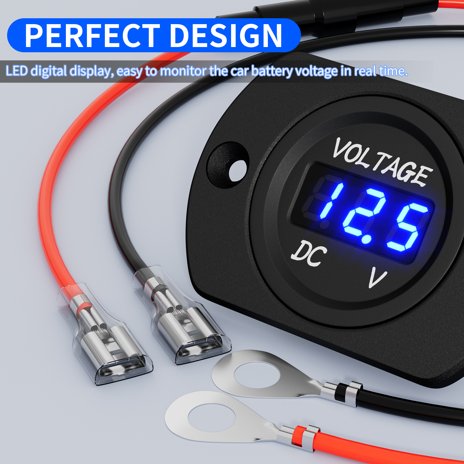 DS4010+DS2 DC 8-48V Waterproof Car LED Digital Display Voltmeter Panel