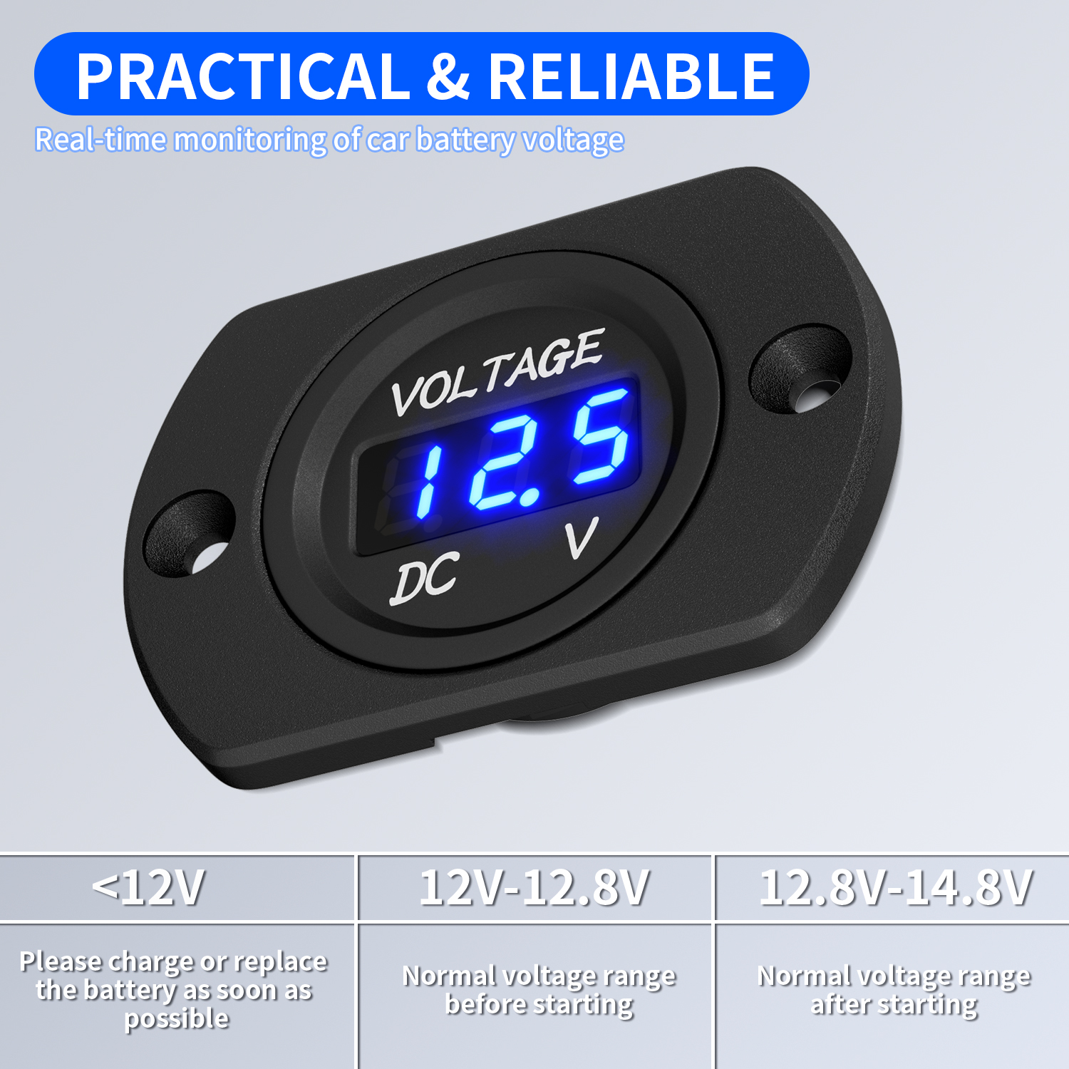 DS4010+DS2 DC 8-48V Waterproof Car LED Digital Display Voltmeter Panel