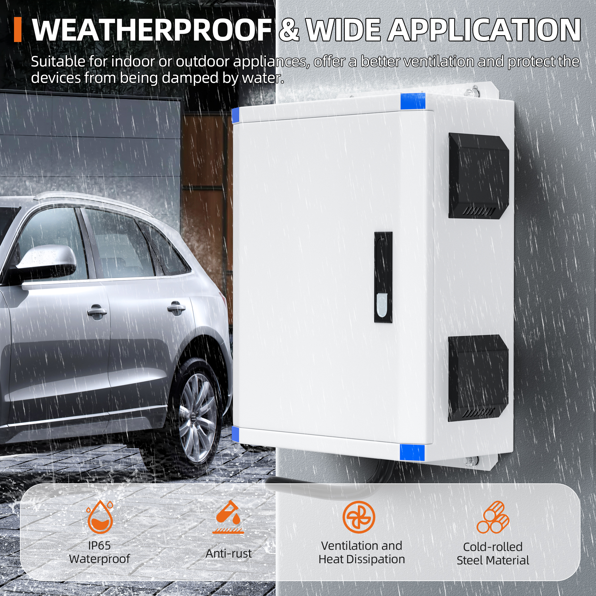 MB50X40X20-3H-JFFD Outdoor Electrical Box NEMA Enclosure with 12V Cooling Fan – 19.7″x15.7″x7.9″