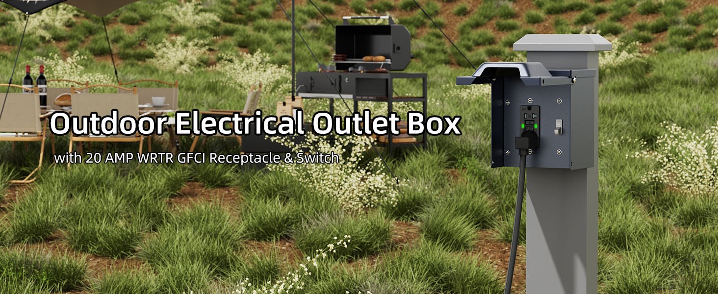 POP-1-20A-C Outdoor Electrical Outlet Box with 20 Amp WRTR GFCI Receptacle and Switch