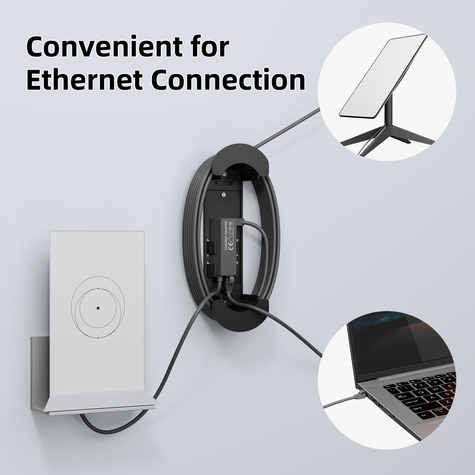 Gen2-EA+M1 Starlink Standard Actuated Gen 2 Ethernet Adapter with Cable Caddy Holder Kit