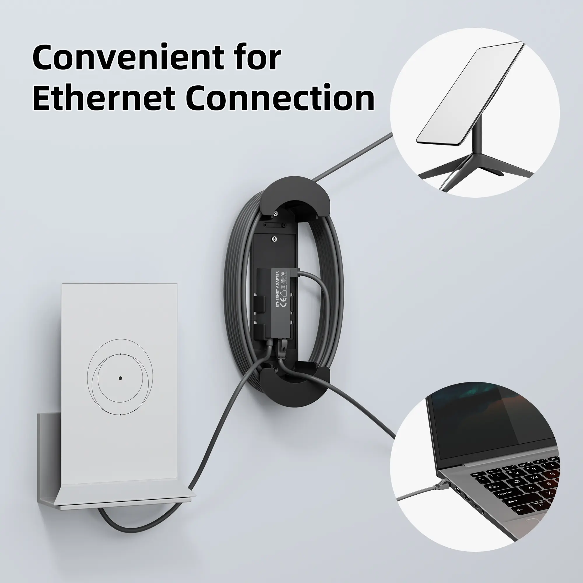 Starlink Standard Actuated Gen 2 Ethernet Adapter With Cable Caddy 