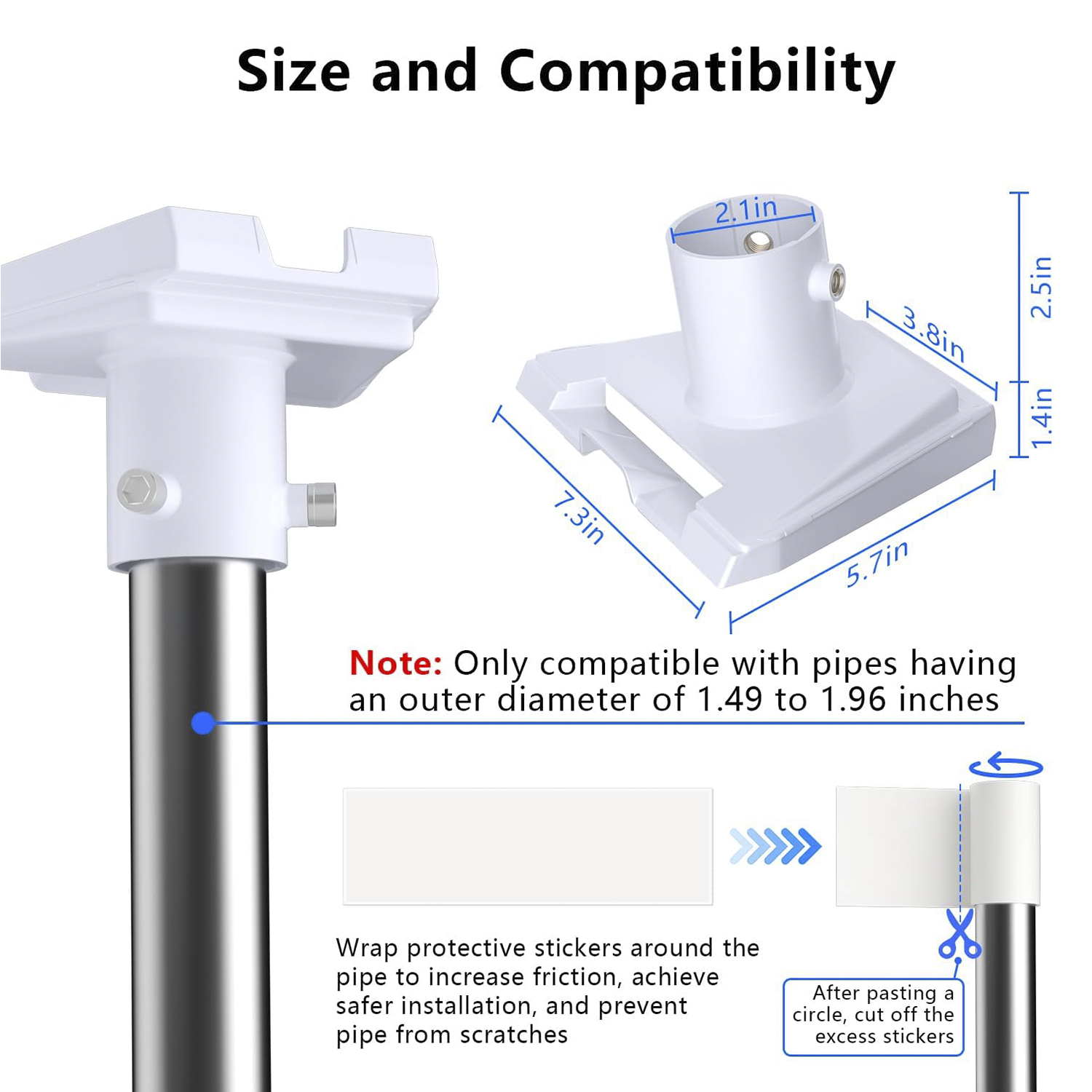 Gen3-DM3 Starlink Gen3 Pipe Adapter Kickstand for Pole Mounting Fits 1.49-1.96″ Poles