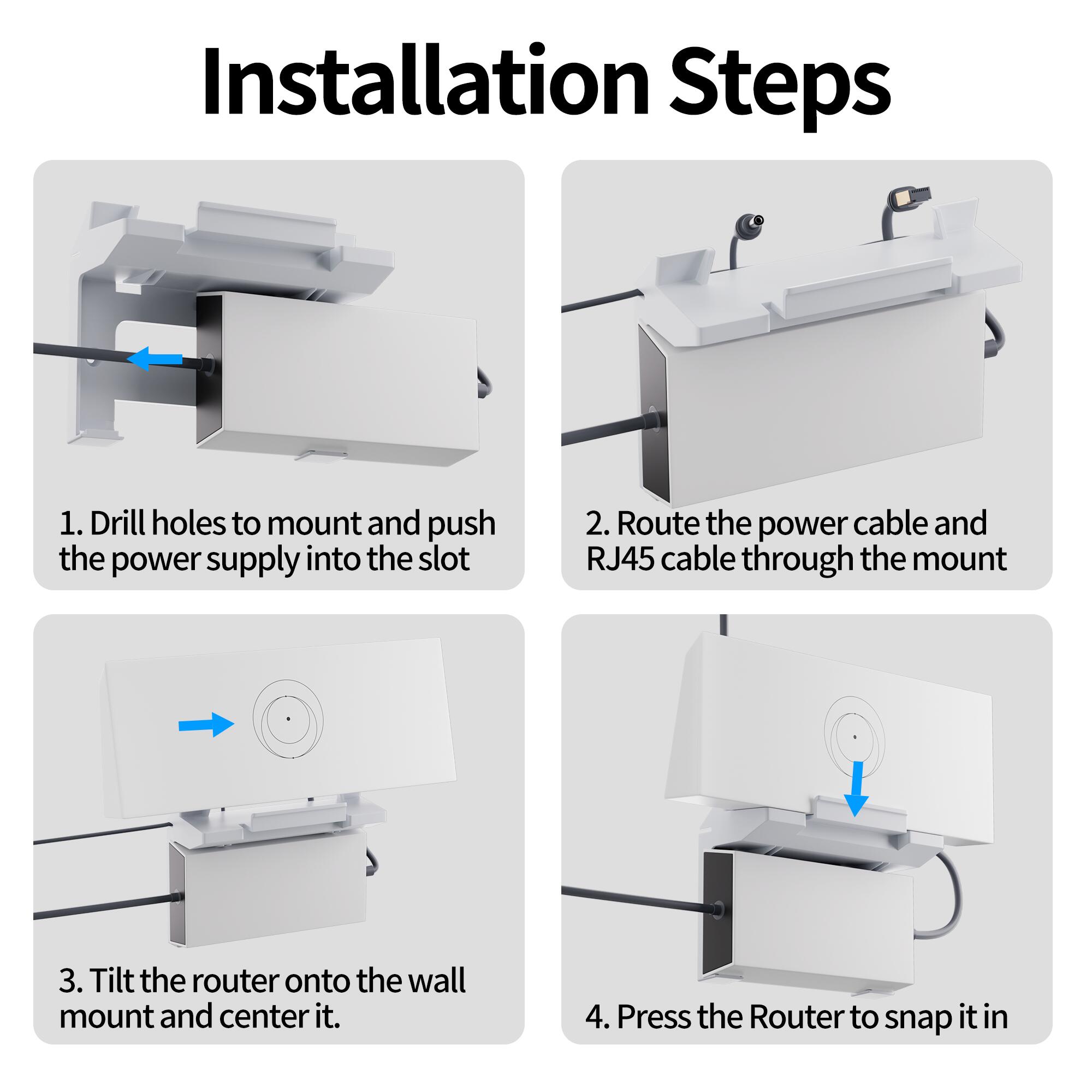 Gen3-R3 Starlink Gen 3 Router Wall Mount with Standard Power Supply Mount