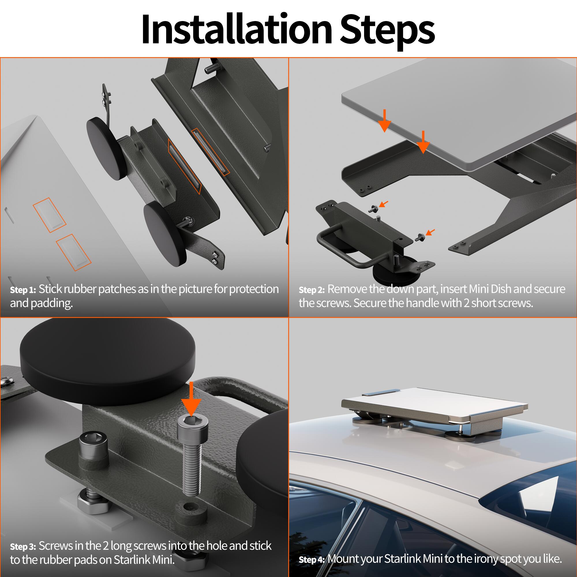 MINI-BR5 Starlink Mini Portable Magnetic Roof Mount with Powerful Magnets and No Drill Installation