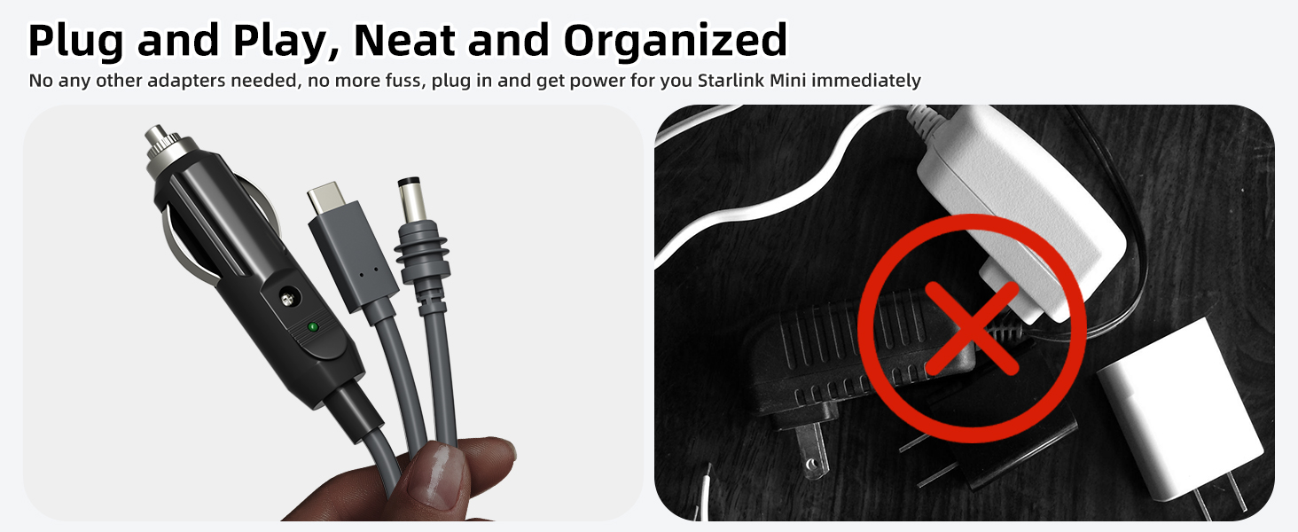 MINI-DC-3 Starlink Mini 3 in 1 Input Plug Power Cable Plug and Play