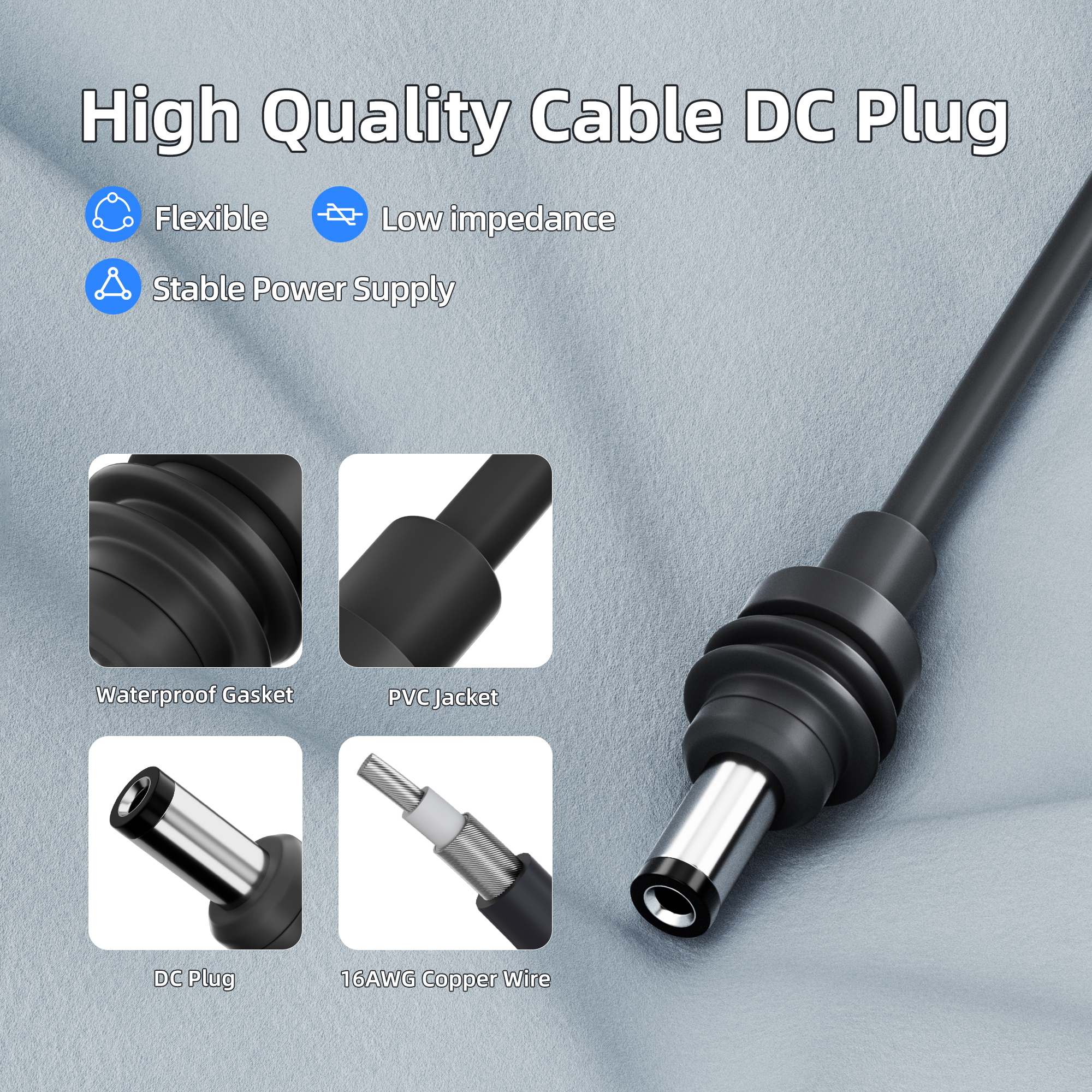 MINI-DC-XT60M Starlink Mini XT60 Male Connector to DC Power Cable – 16AWG – 4.9FT/1.5M
