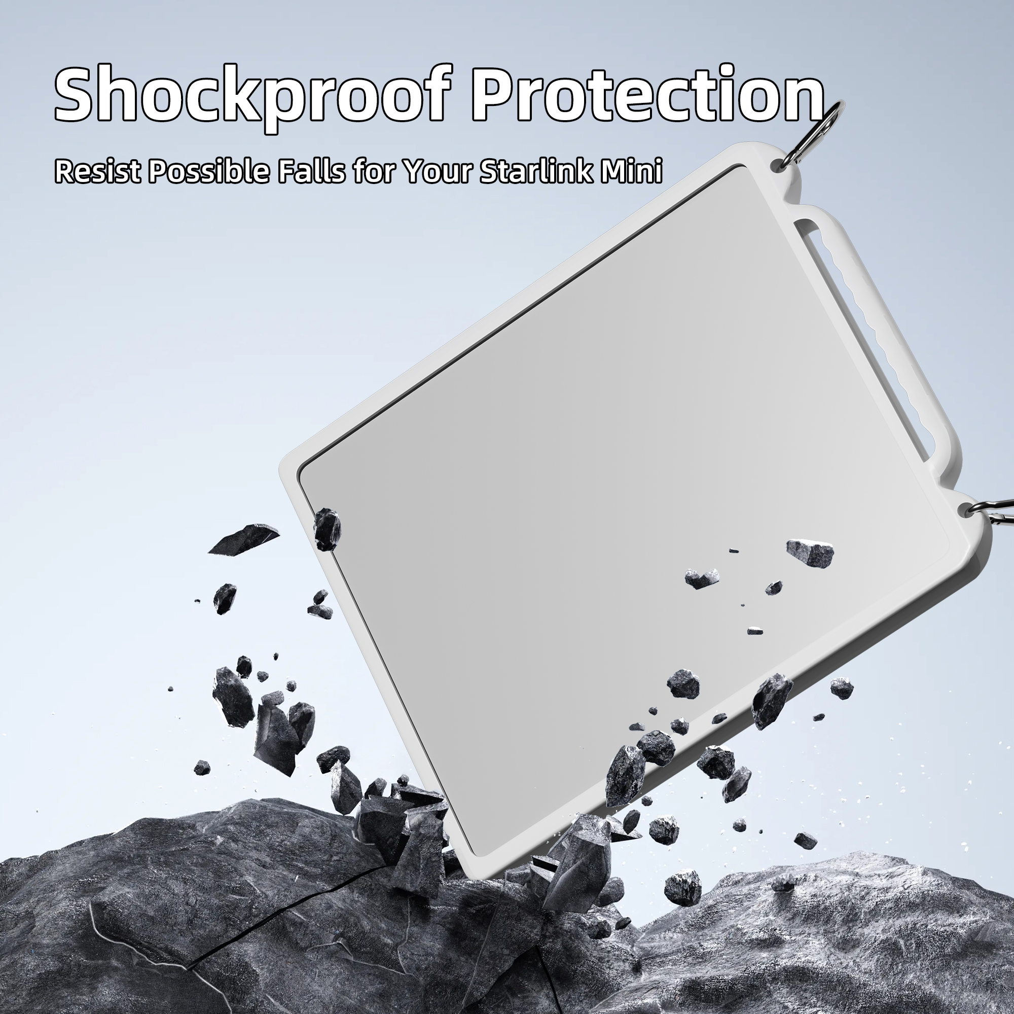 MINI-PC2 Starlink Mini Silicone Protective Cover with Spring Hooks – White & Black