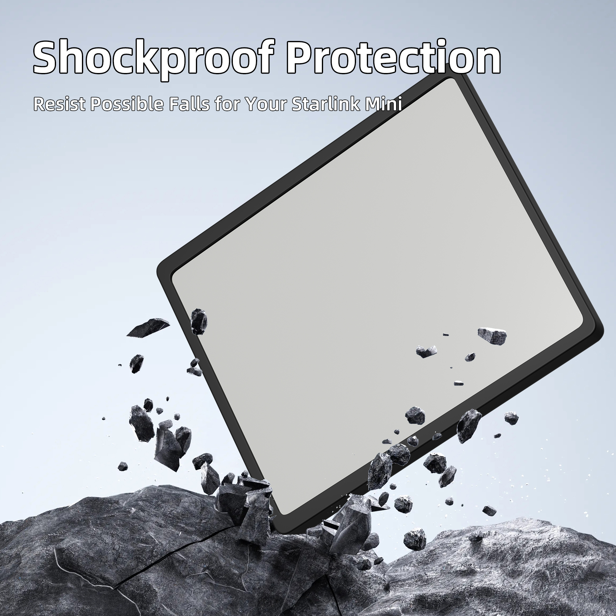 MINI-PC4 Starlink Mini Black or Grey Soft Liquid Silicone Protective Cover with Sticker
