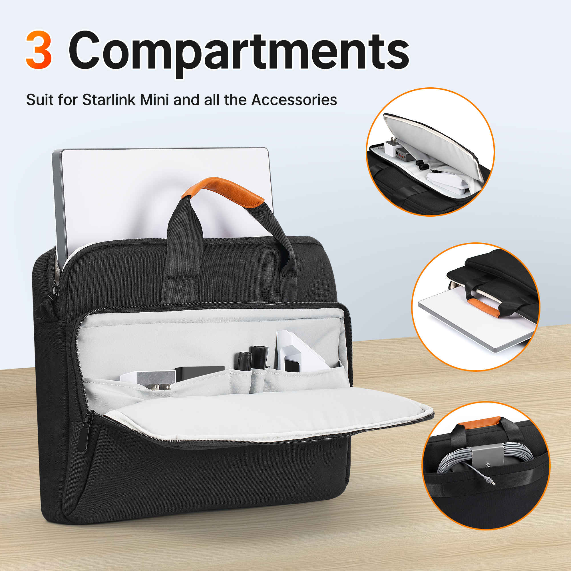 Mini-BAG5-BK Starlink Mini 16.54″ Carrying Case Briefcase Messenger Bag with Shoulder Strap