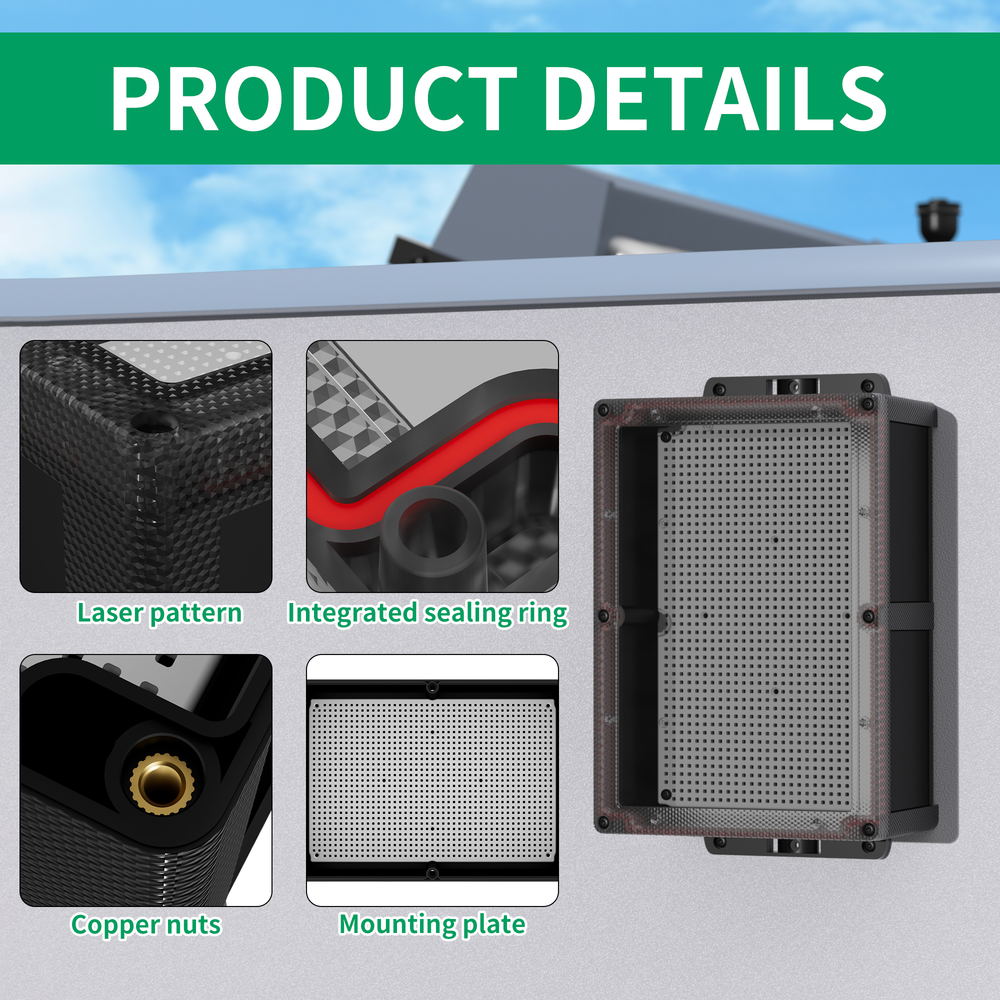 BG-10222-A27 Black Waterproof Outdoor Electrical Junction Box Kit with Clear Cover – 11.4″x6.9″x4.3″