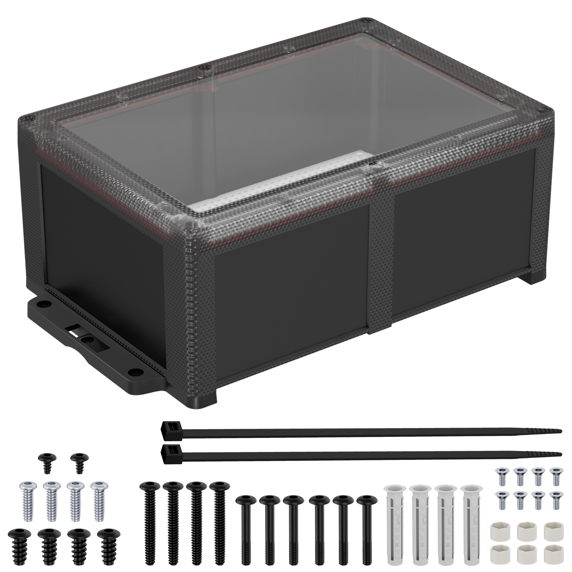 BG-10222-A27 Black Waterproof Outdoor Electrical Junction Box Kit with Clear Cover – 11.4″x6.9″x4.3″