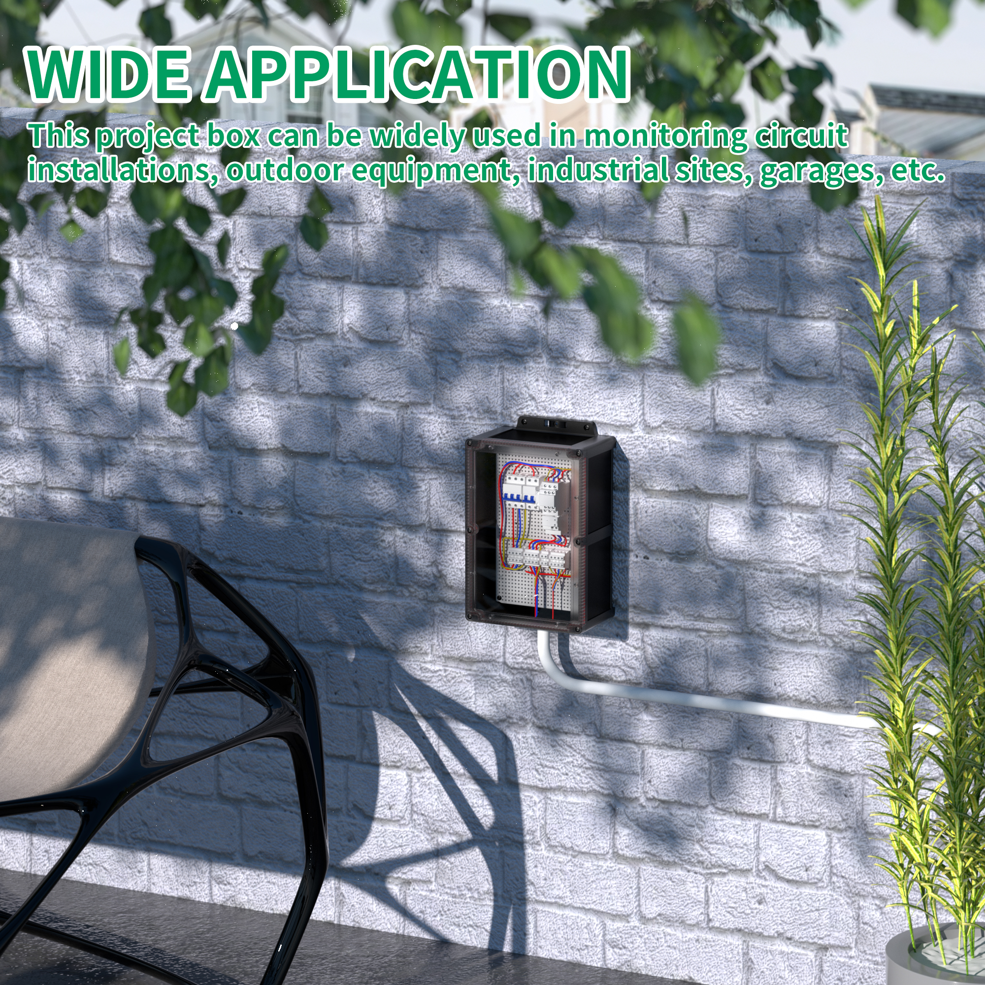 BG-10222-A27 Black Waterproof Outdoor Electrical Junction Box Kit with Clear Cover – 11.4″x6.9″x4.3″