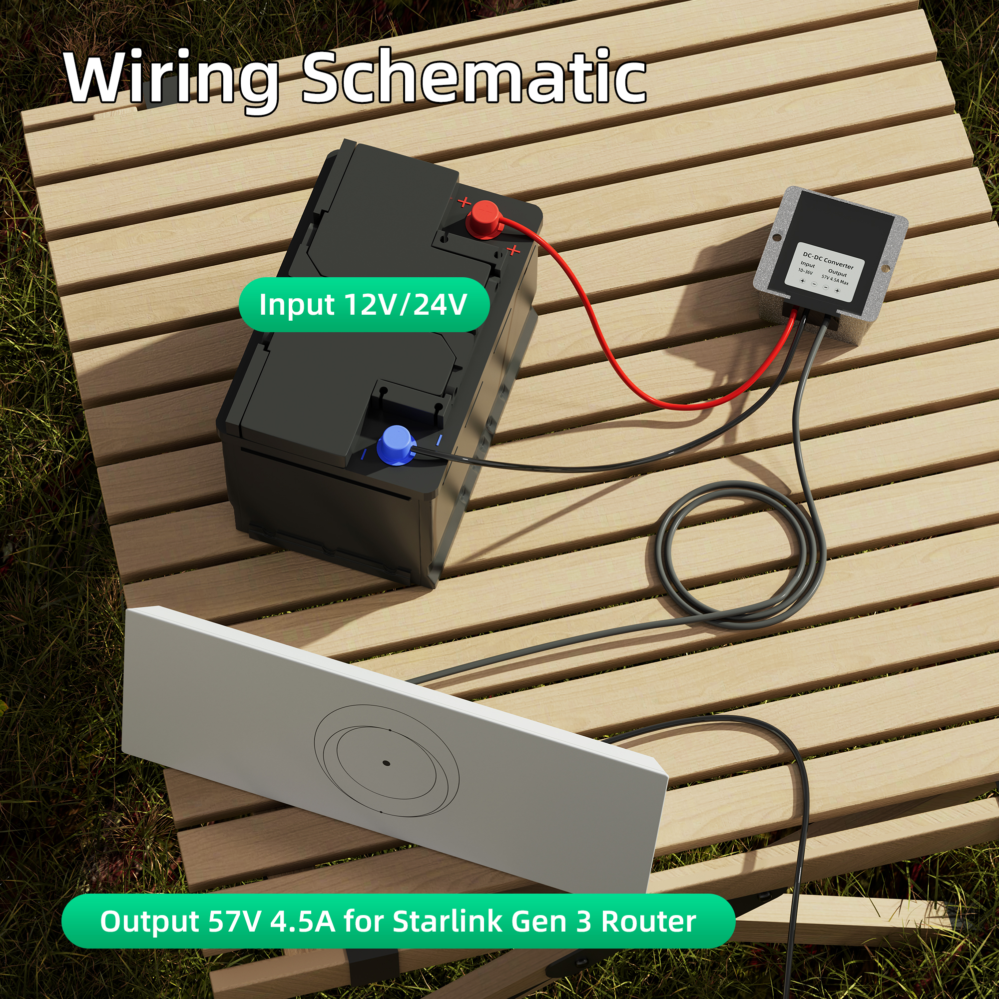 DC-DC57V4.5A DC 12V to 57V Boost Converter with DC Cable for Starlink Gen 3 Router