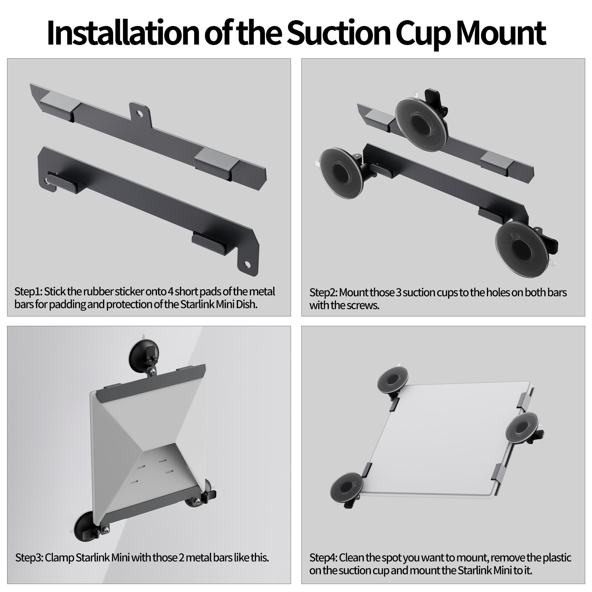 MINI-BR8 Starlink Mini Suction Cup Mount Kit for Car Windows and Sunroofs