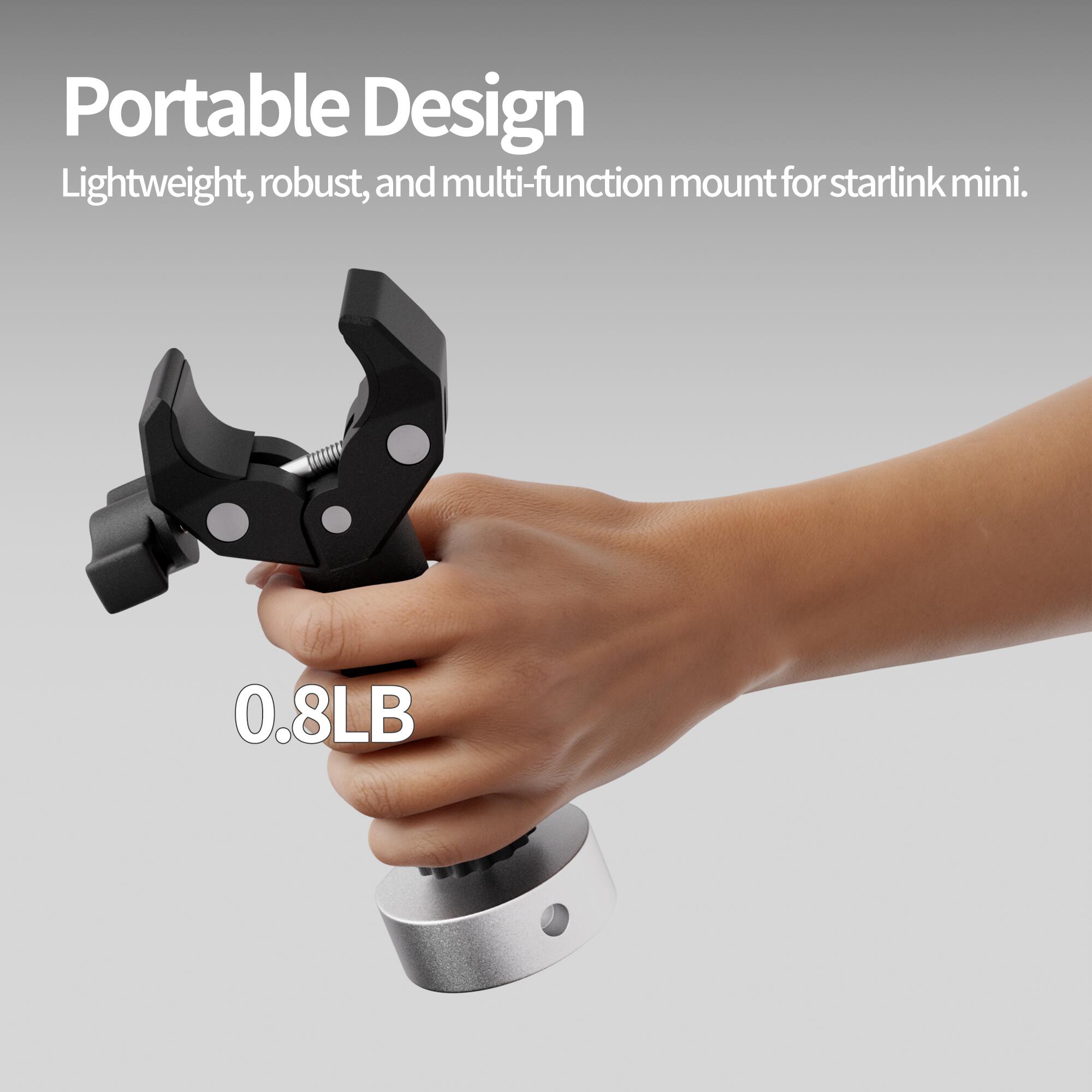 MINI-CM3 Starlink Mini Clamp Mount with 1/4″ Screw Mount and Tripod Adapter