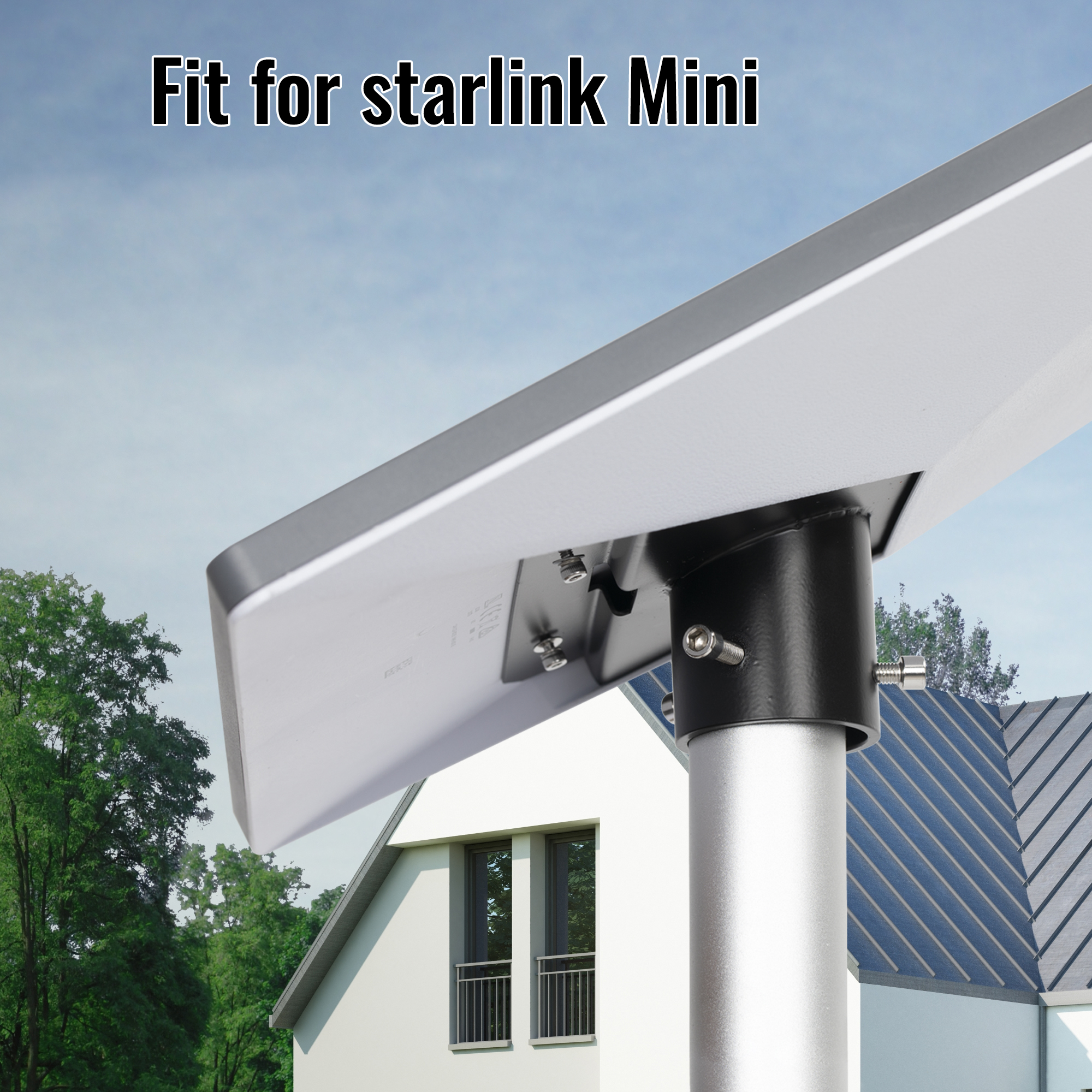 MINI-DM2 Starlink Mini Metal Pipe Adapter Pole Mount for Up to 1.54″ Poles