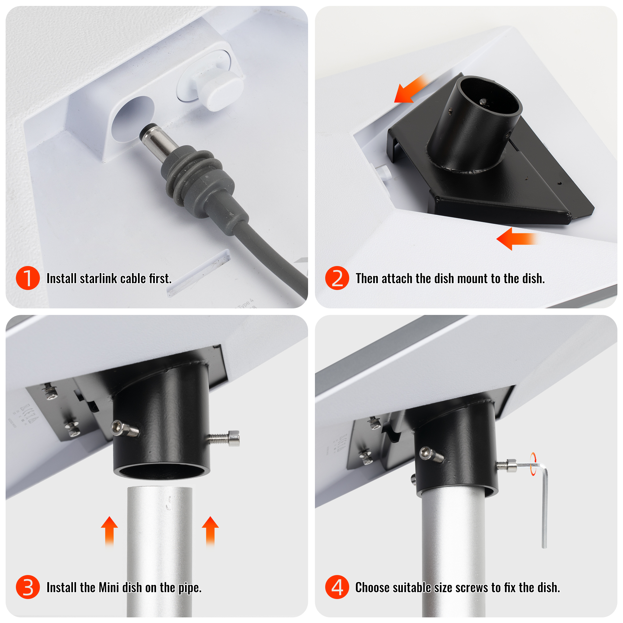 MINI-DM2 Starlink Mini Metal Pipe Adapter Pole Mount for Up to 1.54″ Poles