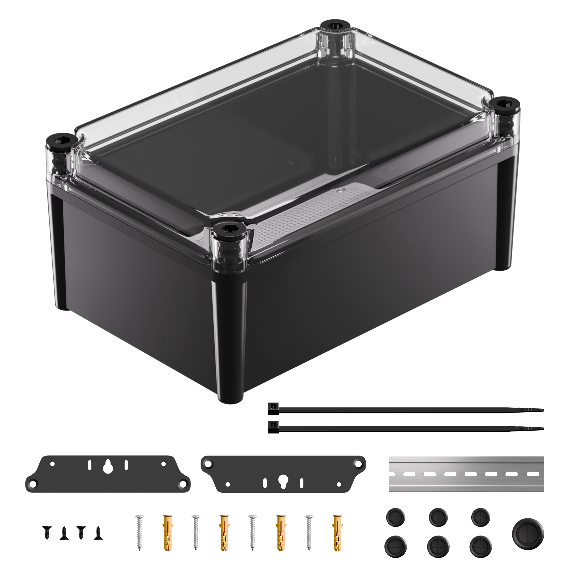 AG28X19X13T-JFFD IP66 Waterproof Outdoor Electrical Junction Box Kit with Clear Cover – 11″ x 7.48″ x 5.12″
