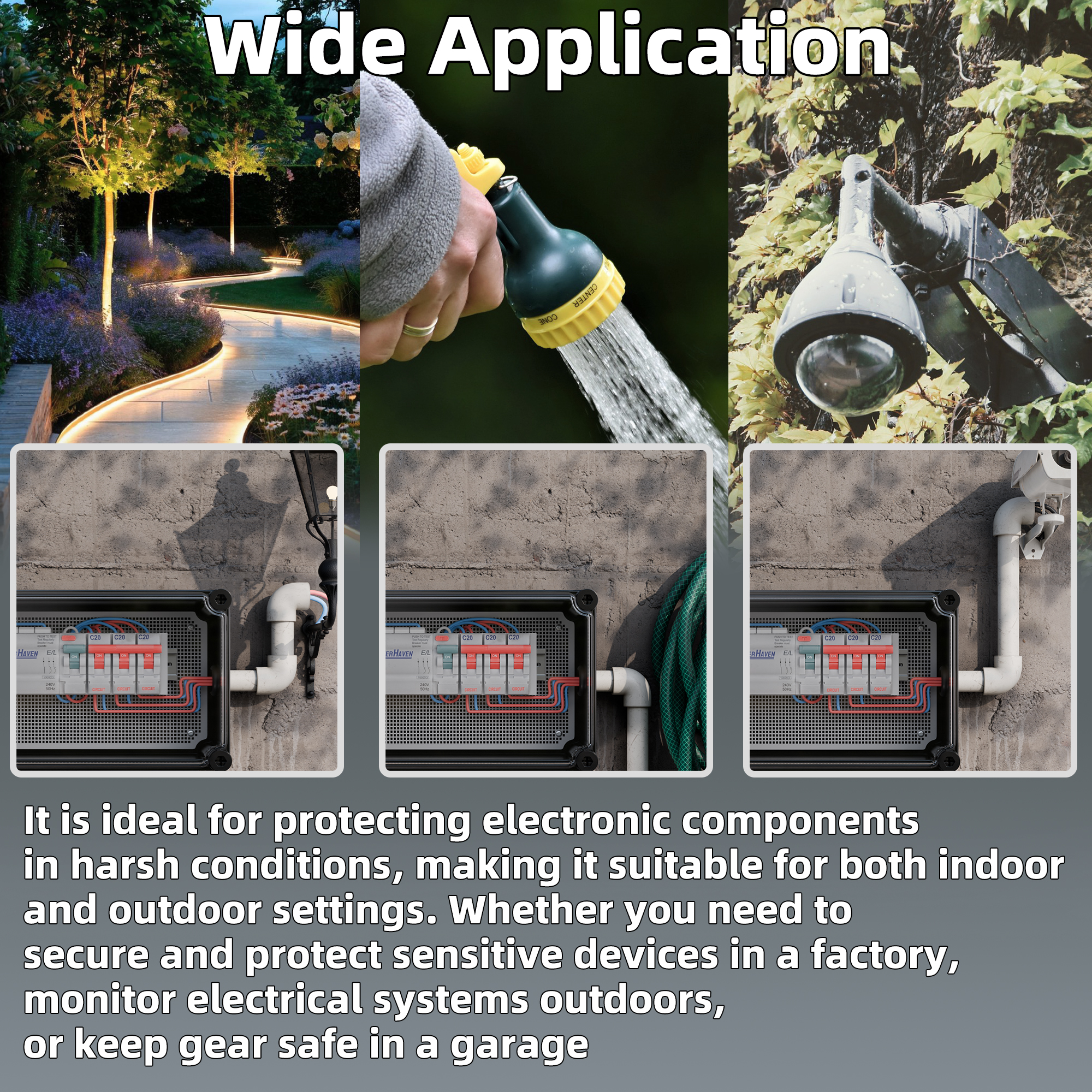 AG28X19X13T-JFFD IP66 Waterproof Outdoor Electrical Junction Box Kit with Clear Cover – 11″ x 7.48″ x 5.12″