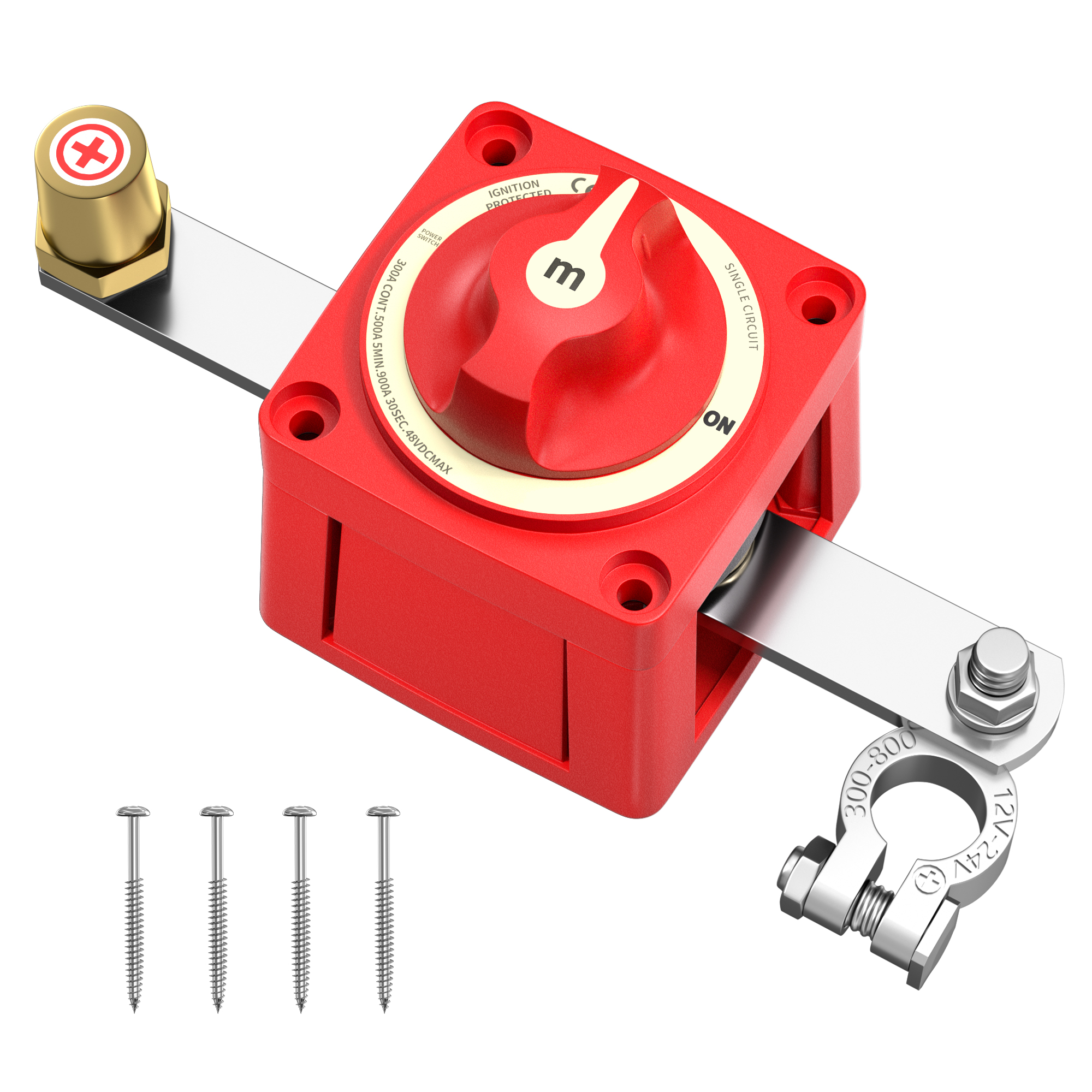 ASW-A6006-KIT1 300A 12-48VDC ON/OFF Top Post Battery Disconnect Switch Kit