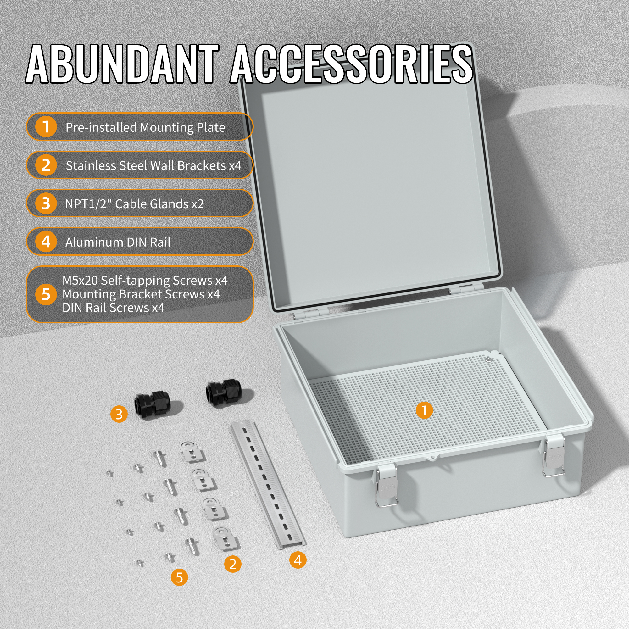 BG33X33X13-JFFD Weatherproof ABS Plastic Outdoor Electrical Junction Box – 13.2″x13.2″x5.2″