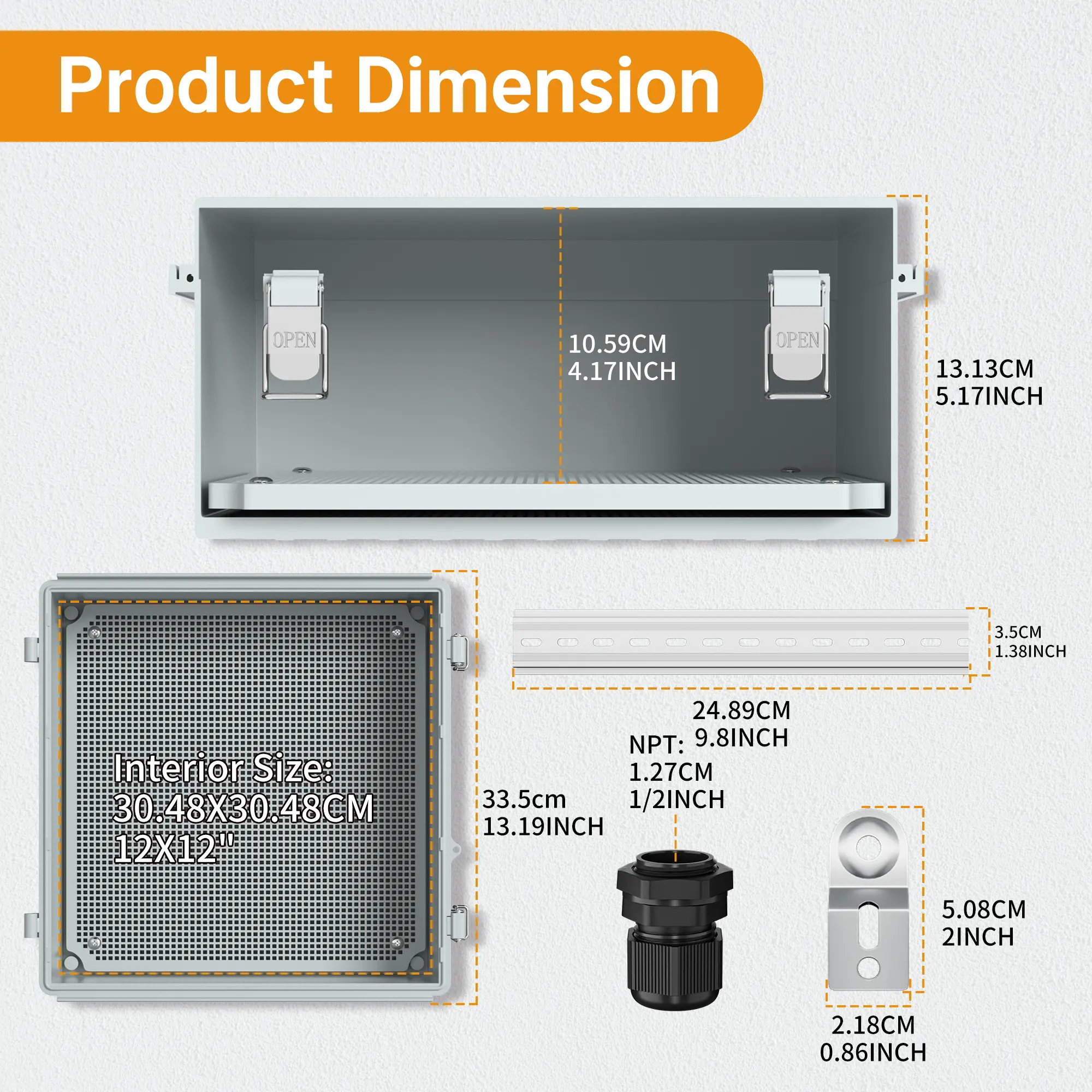 ABS Plastic Outdoor Electrical Junction Box - 13.2