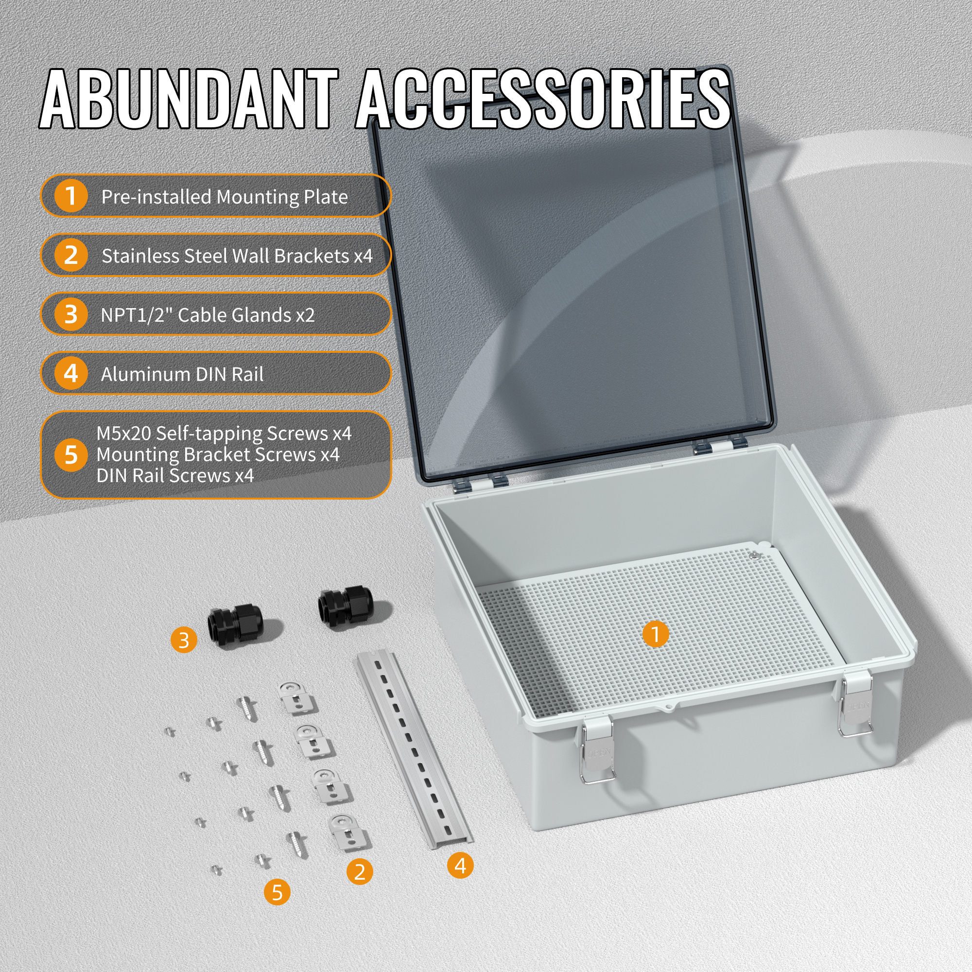 BG33X33X13T-JFFD Outdoor Electrical Junction Box with Transparent Cover – 13.2″x13.2″x5.2″