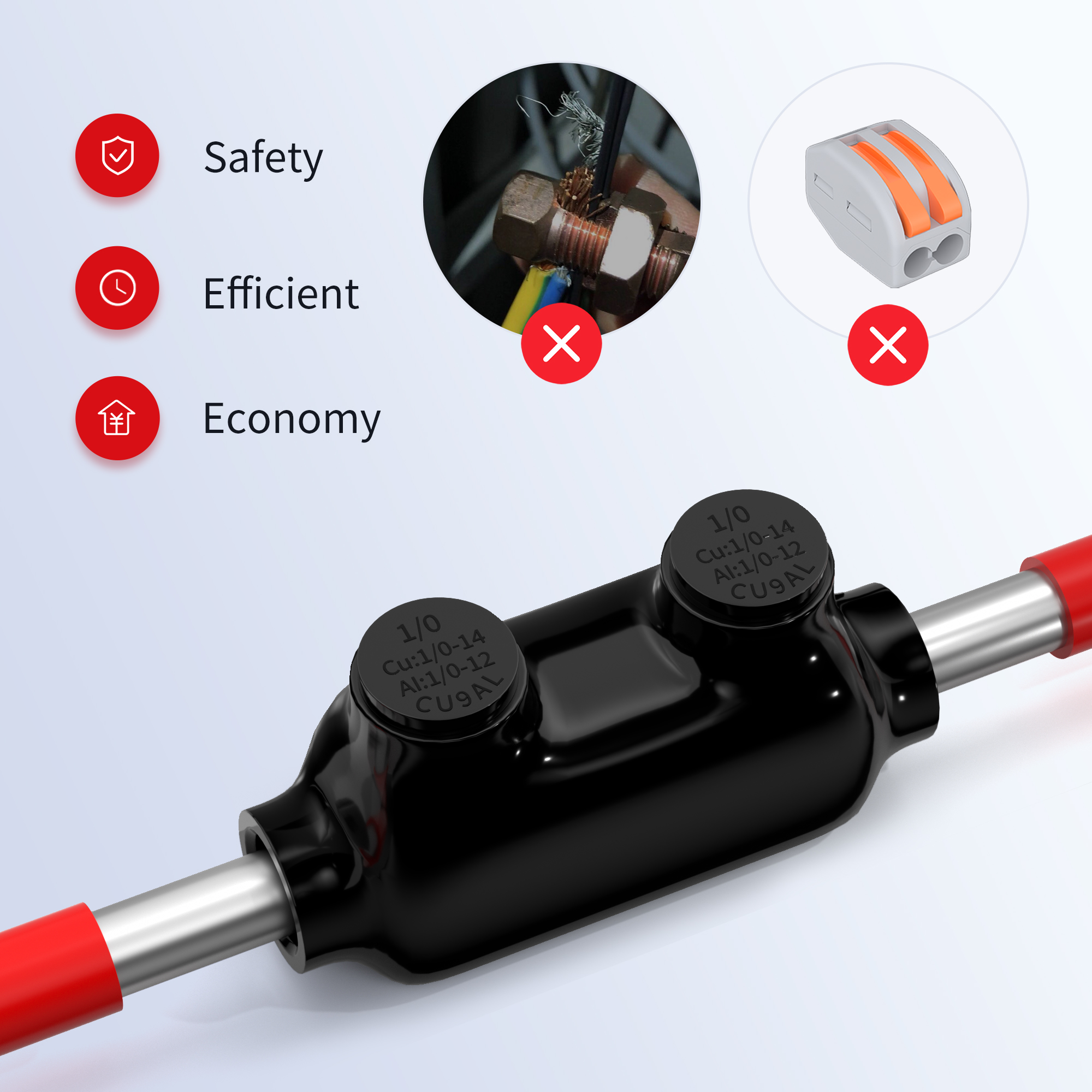 ITC-101-1/0AWG 1/0 AWG – 14 AWG 2-Port Multi-Tap In-Line Wire Entry Pre-Insulated Connector