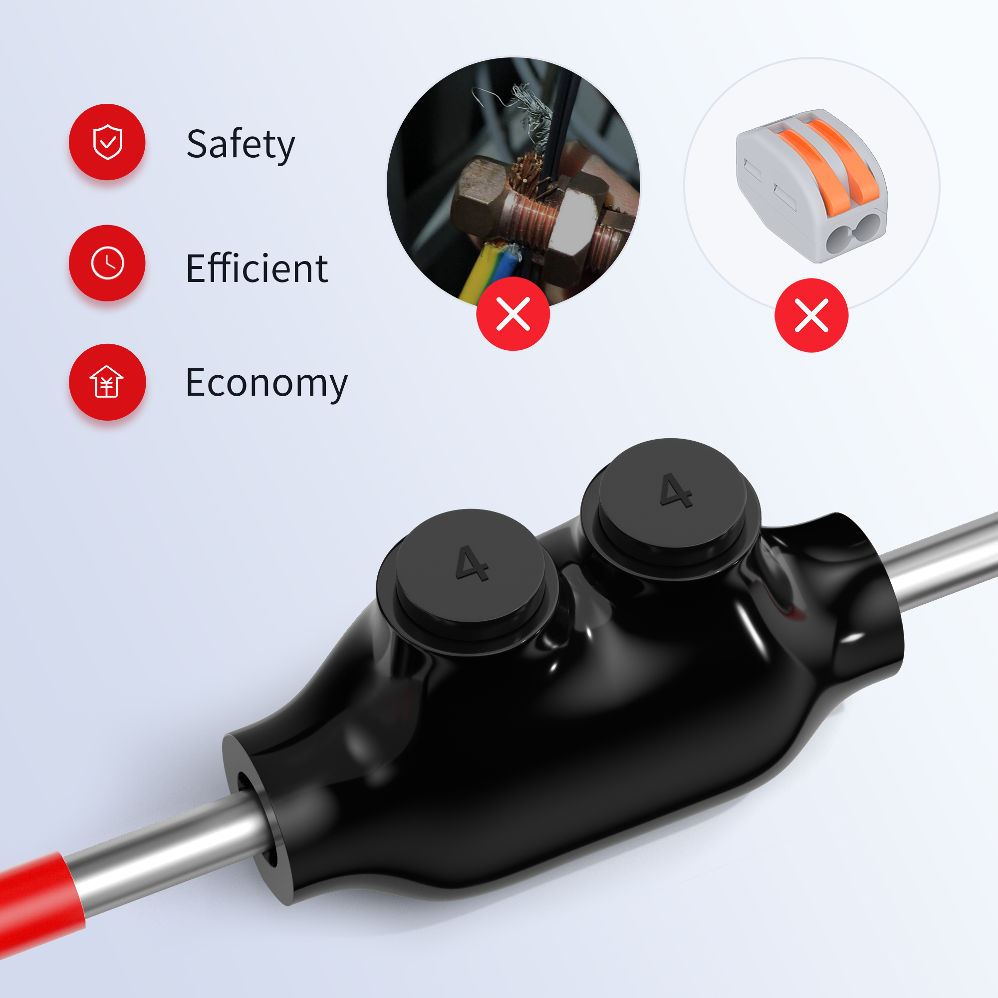 ITC-101-4AWG 4 AWG – 14 AWG 2-Port Multi-Tap In-Line Wire Entry Pre-Insulated Connector