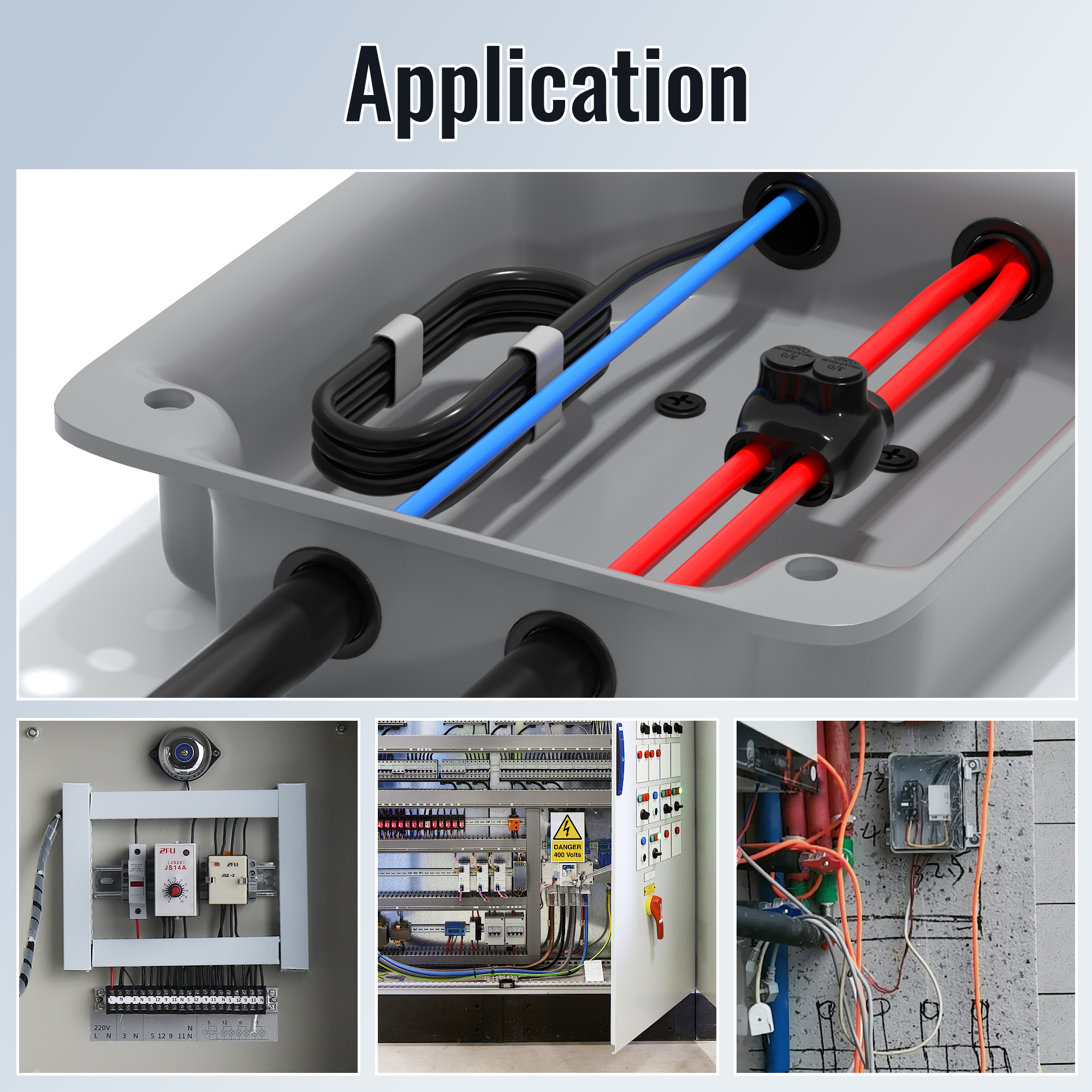 ITC-102D-3/0AWG 3/0 AWG – 6 AWG 2-Port Multi-Tap Dual-Sided Entry Pre-Insulated Connector