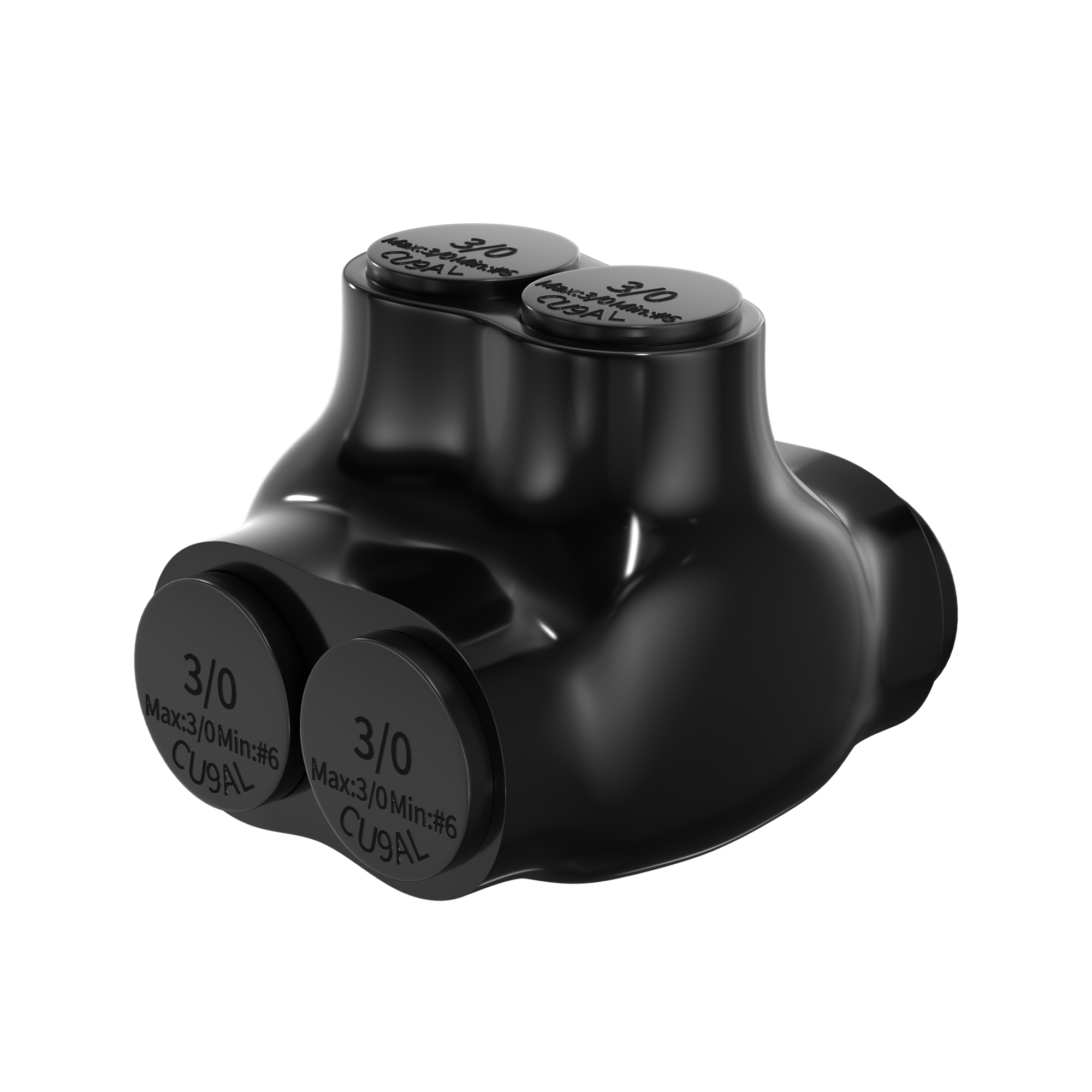 ITC-102D-3/0AWG 3/0 AWG – 6 AWG 2-Port Multi-Tap Dual-Sided Entry Pre-Insulated Connector