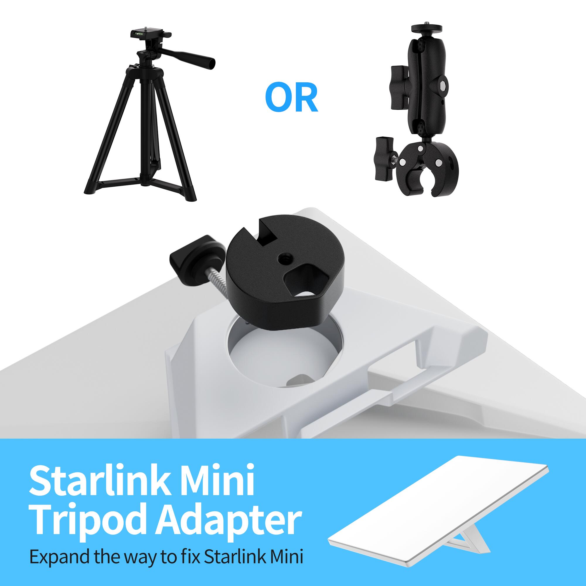 MINI-BA Aluminum Alloy Starlink Mini Tripod Adapter – 1/4″-20 Thread – Fits Pipe Adapter