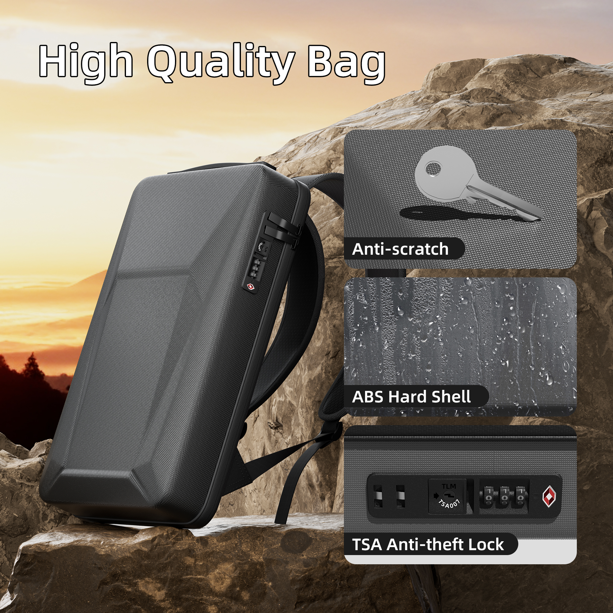 MINI-BAG9 Starlink Mini Hard Shell Anti-theft Backpack with TSA Lock & USB Ports