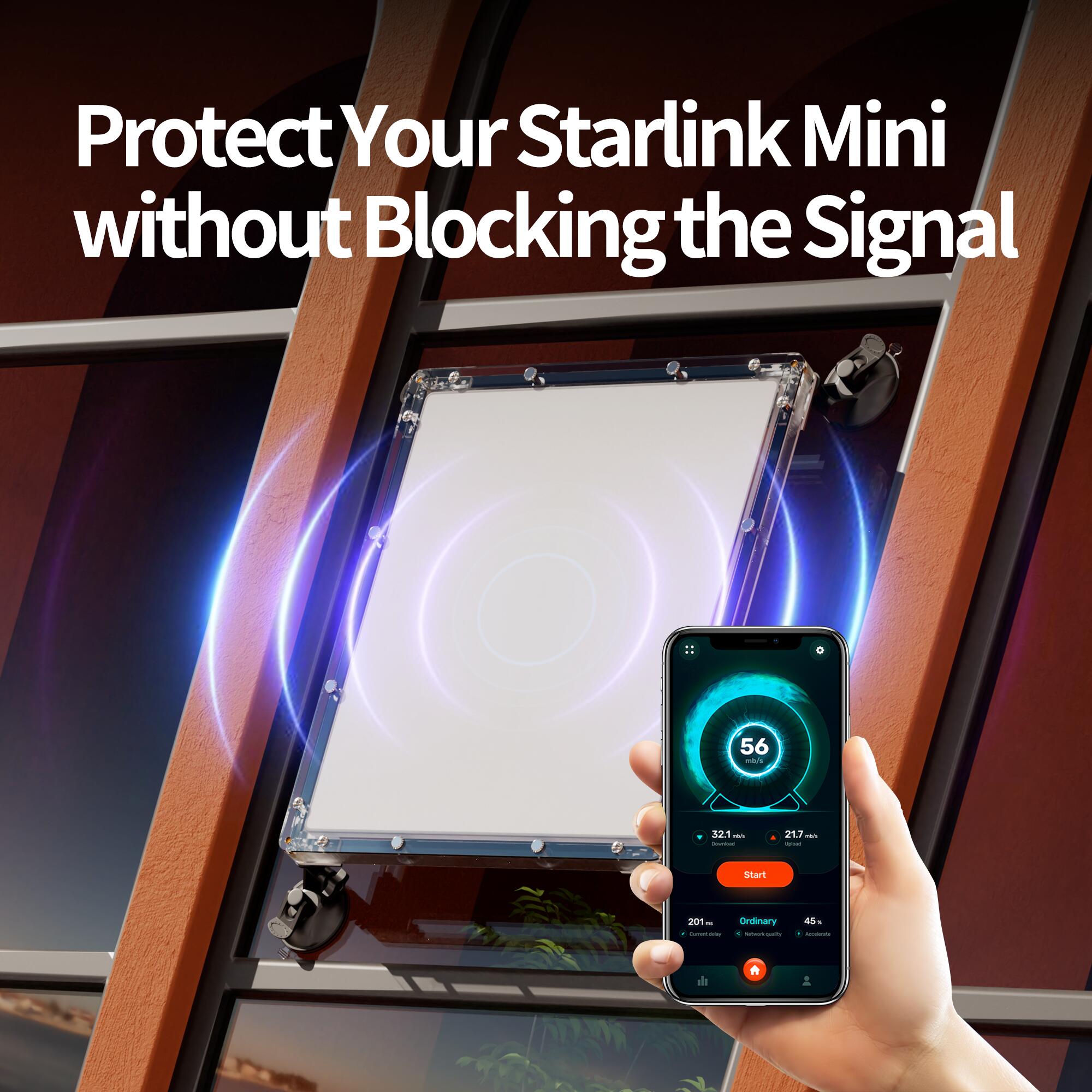 MINI-BR11 Starlink MINI Hard Shell Protective Cover with Suction Cup Mount for Car Window