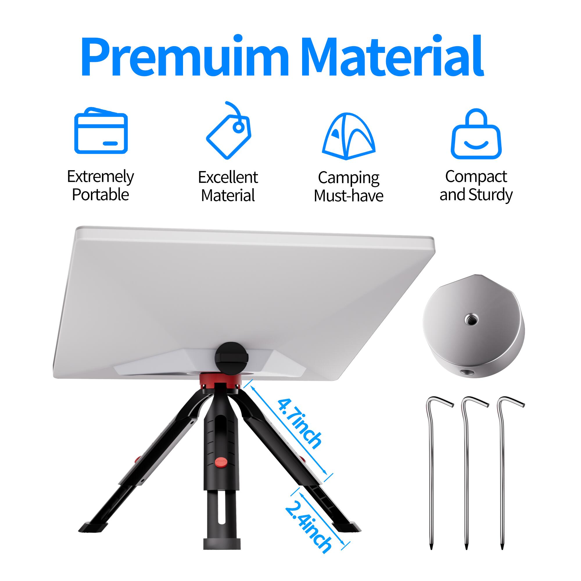 MINI-BR13 7.1″ Starlink Mini Extendable Tripod with Tripod Adapter and Tent Pegs