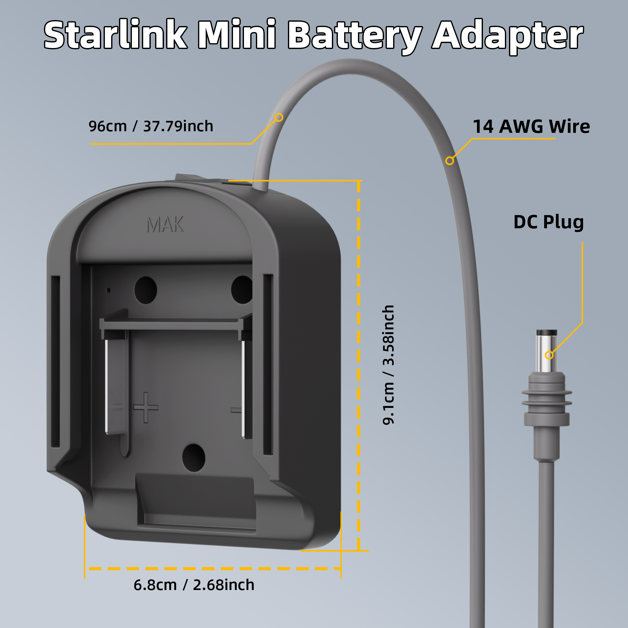 MKT-W1+DC2.1-1M Starlink Mini DC Power Cable with Makita 18V Battery Adapter – 3.28FT/1M