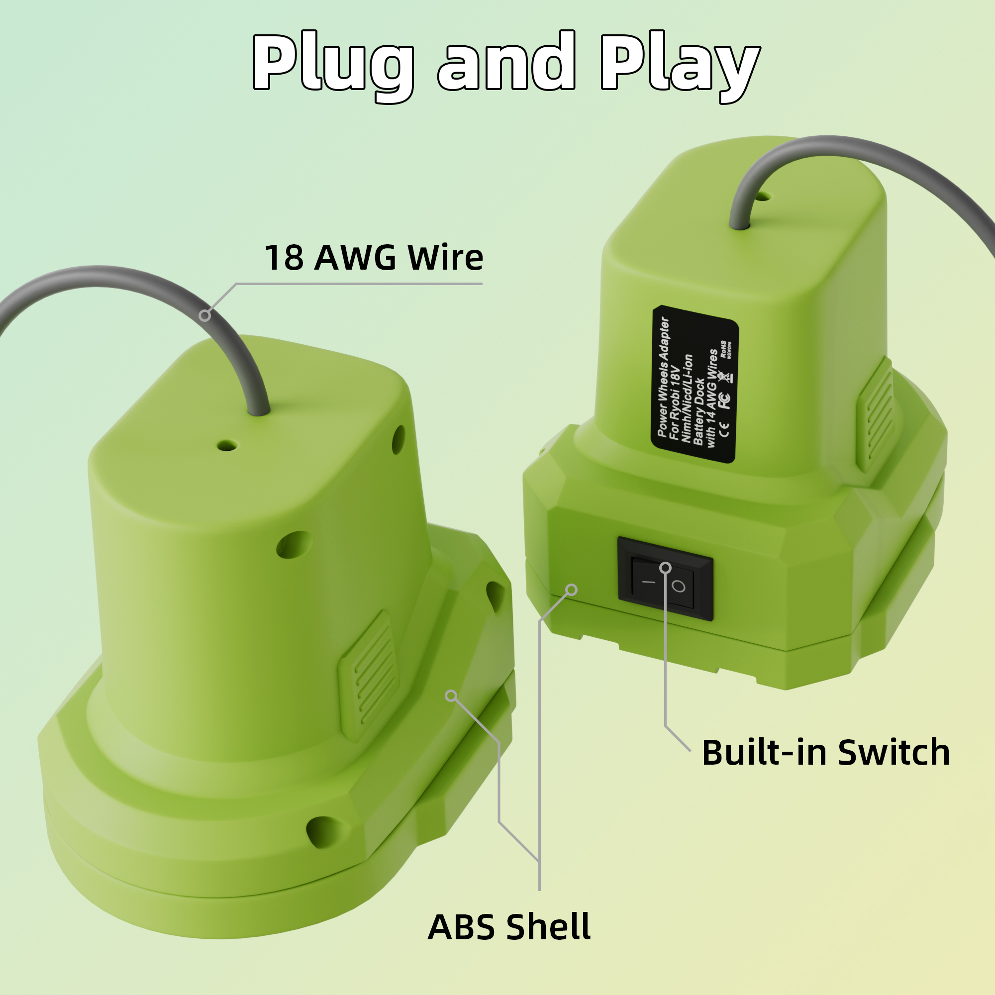 RYB-W1+DC2.1-1M Starlink Mini DC Power Cable with Ryobi 18V Battery Adapter – 3.28FT/1M