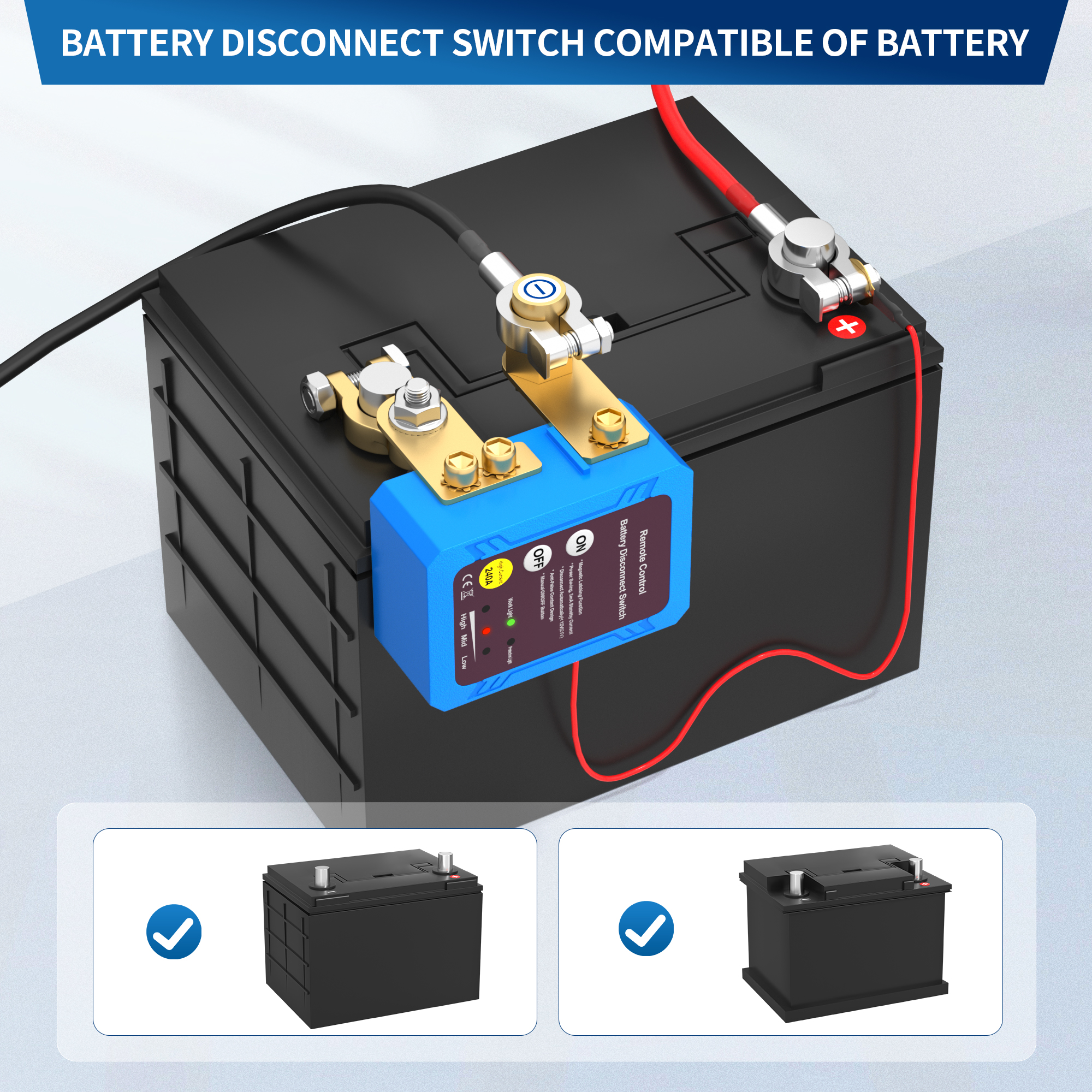 RL-240A-RCM4 240A 12V/24V Side Mount Remote Battery Disconnect Switch with 1000A CCA