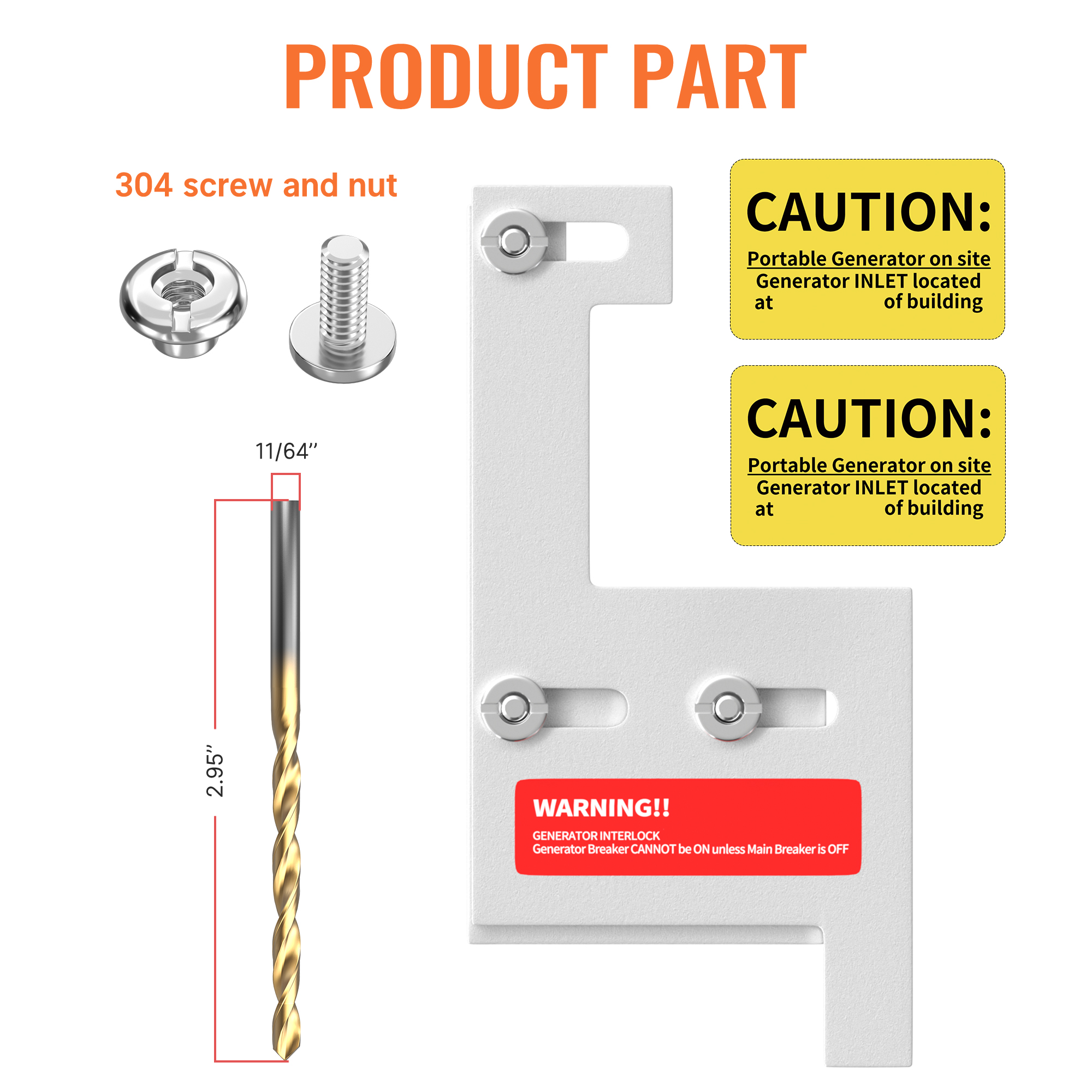GE-200HDA Generator Interlock Kit – General Electric GE 150/200A, 2-1/4″ Spacing – GL-14