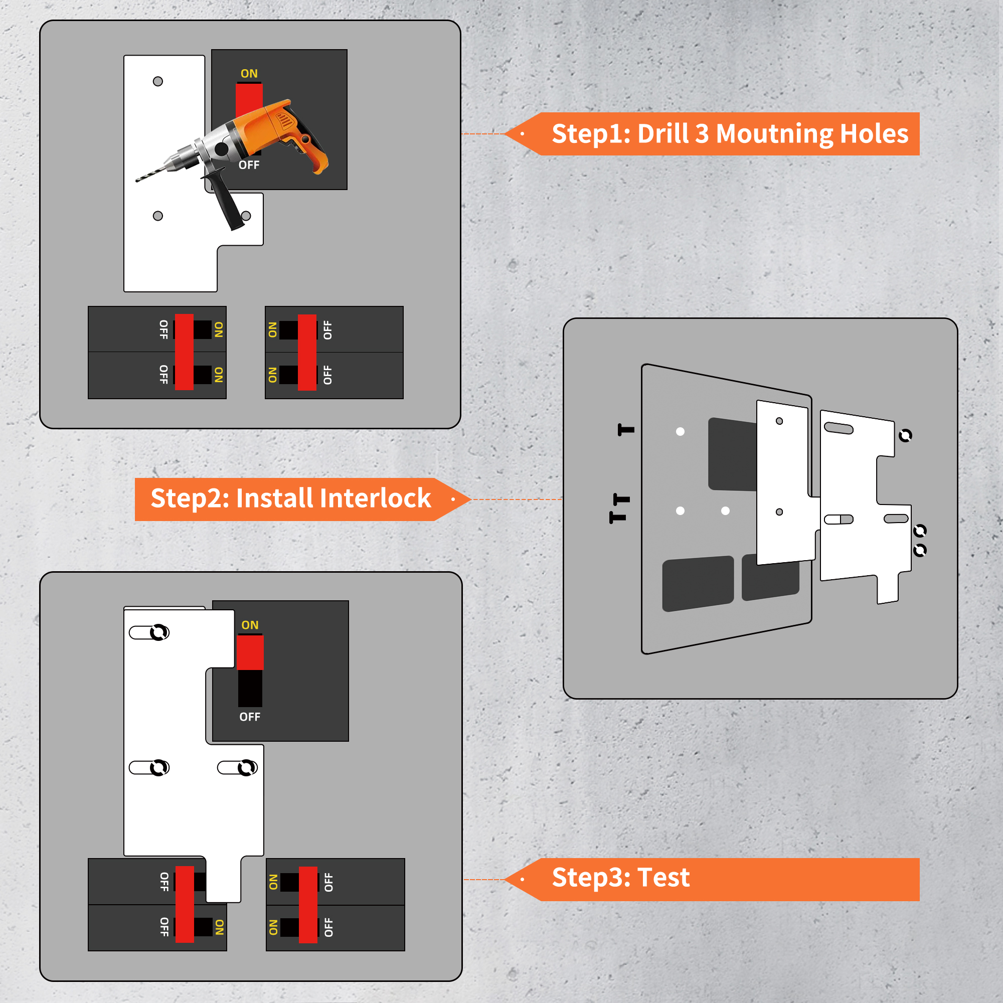 GE-3 Generator Interlock Kit – General Electric GE 150/200A, 2-1/2″ Spacing – GL-15