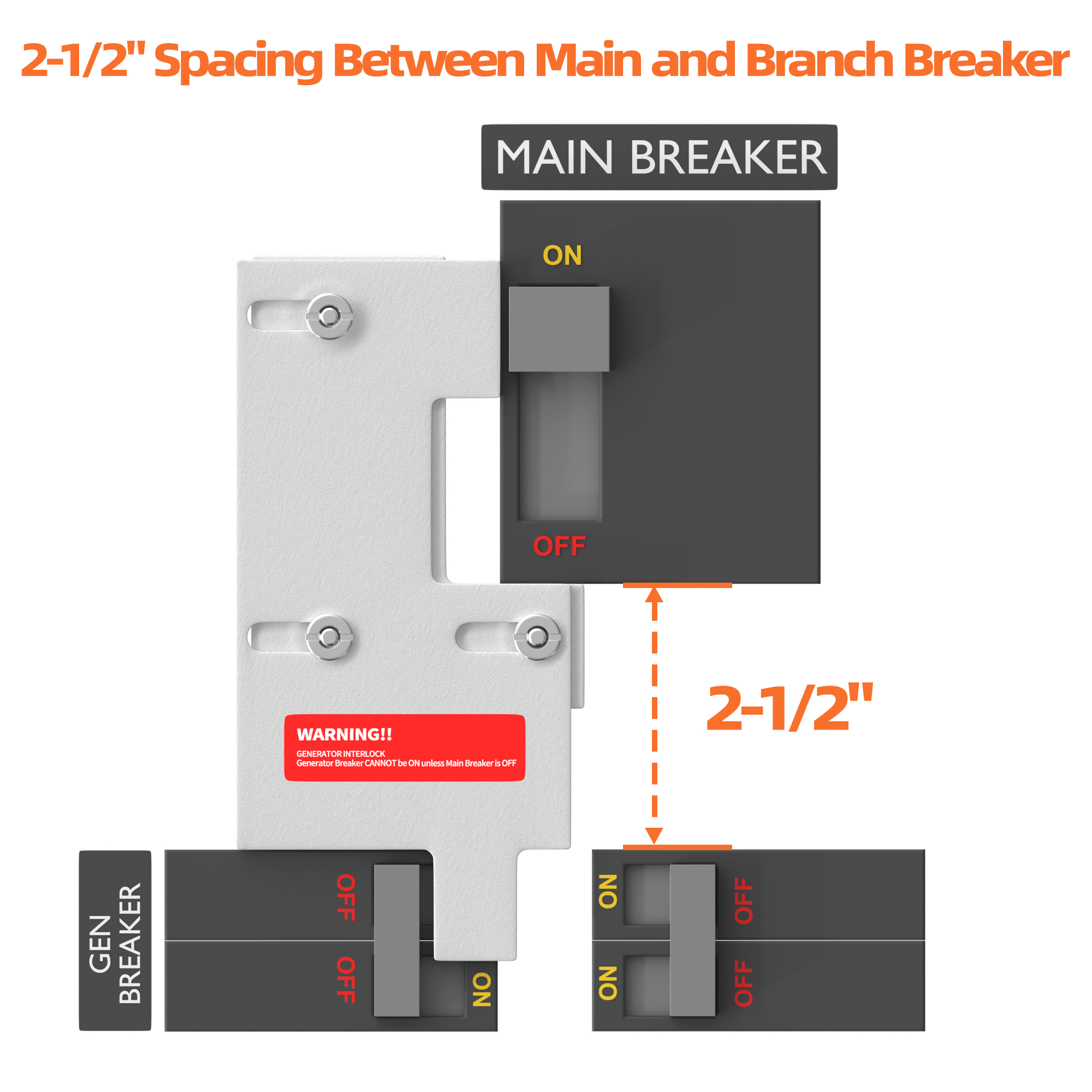 GE-3 Generator Interlock Kit – General Electric GE 150/200A, 2-1/2″ Spacing – GL-15