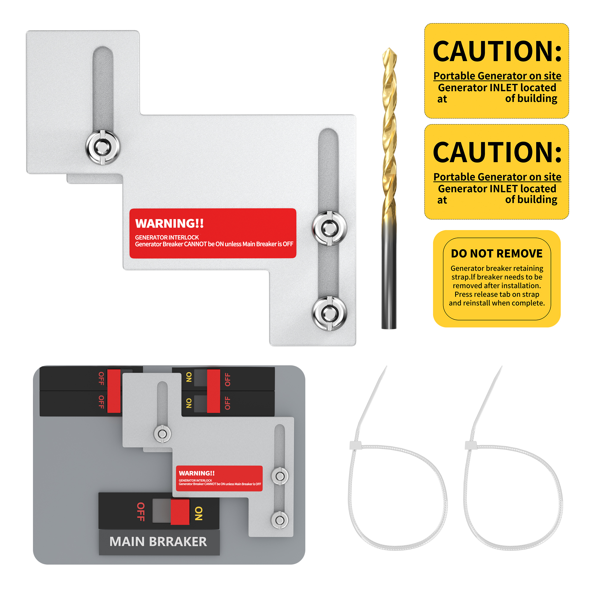 BR-200 Generator Interlock Kit – Cutler Hammer BR and CH Series 150/200A, 1-1/4″ – 1-1/2″ Spacing – GL-6