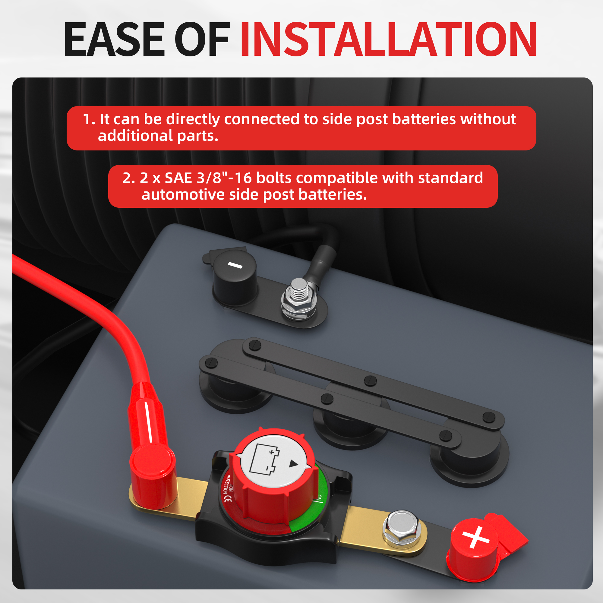 ASW-A71001 275A 12-48VDC ON-OFF Side Post Battery Master Disconnect Switch