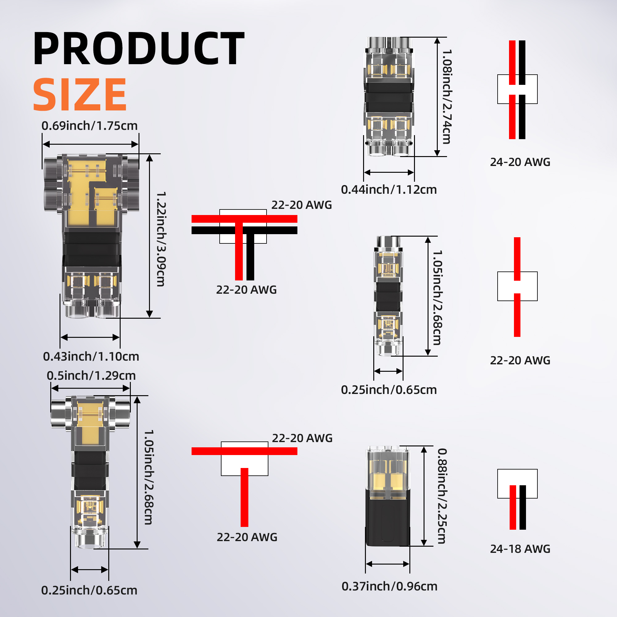 C1#2-44PCS Low Voltage Wire Connector Kit – Solderless T-Tap & I-Tap Assortment – 24-20 AWG Electrical Splice