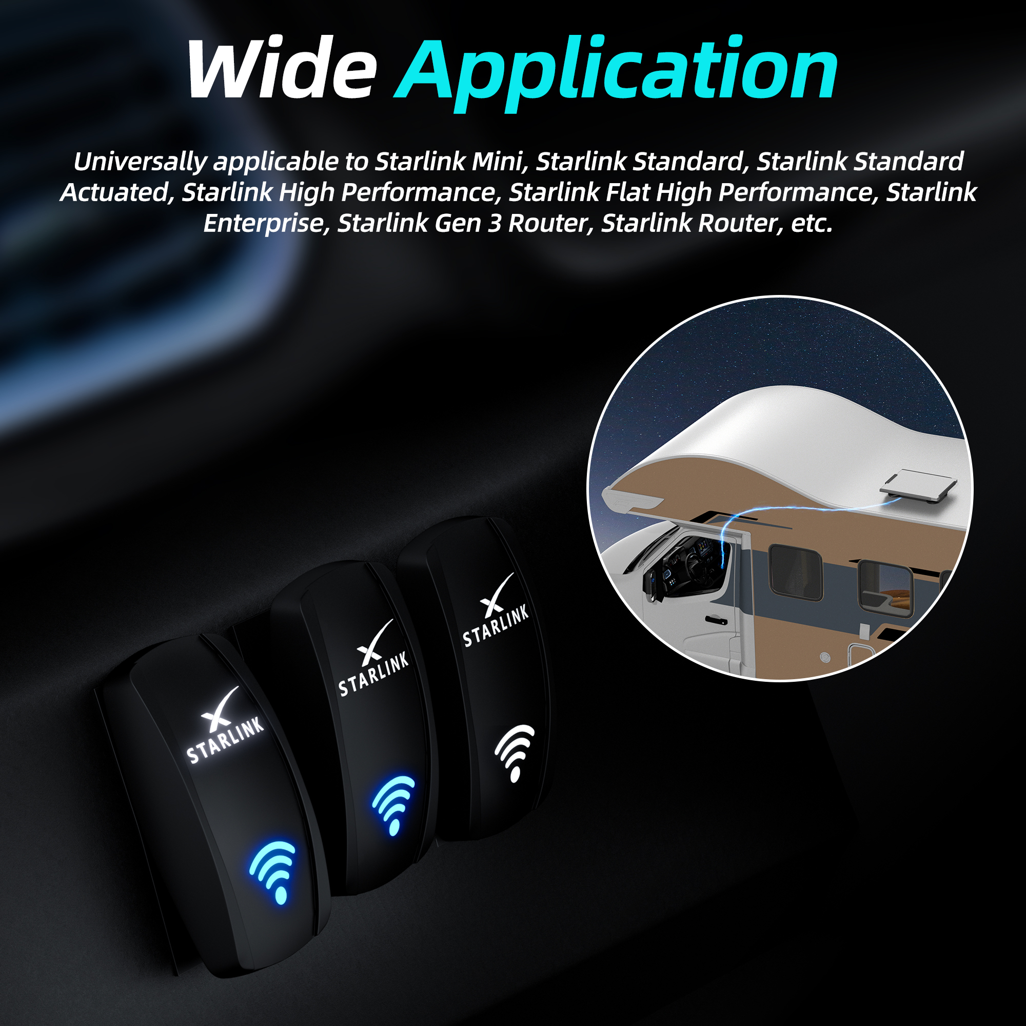 DR-A11L25ABL-STARLINK Starlink Symbol Rocker Switch – 5Pin Laser ON OFF with Jumper Wire Set