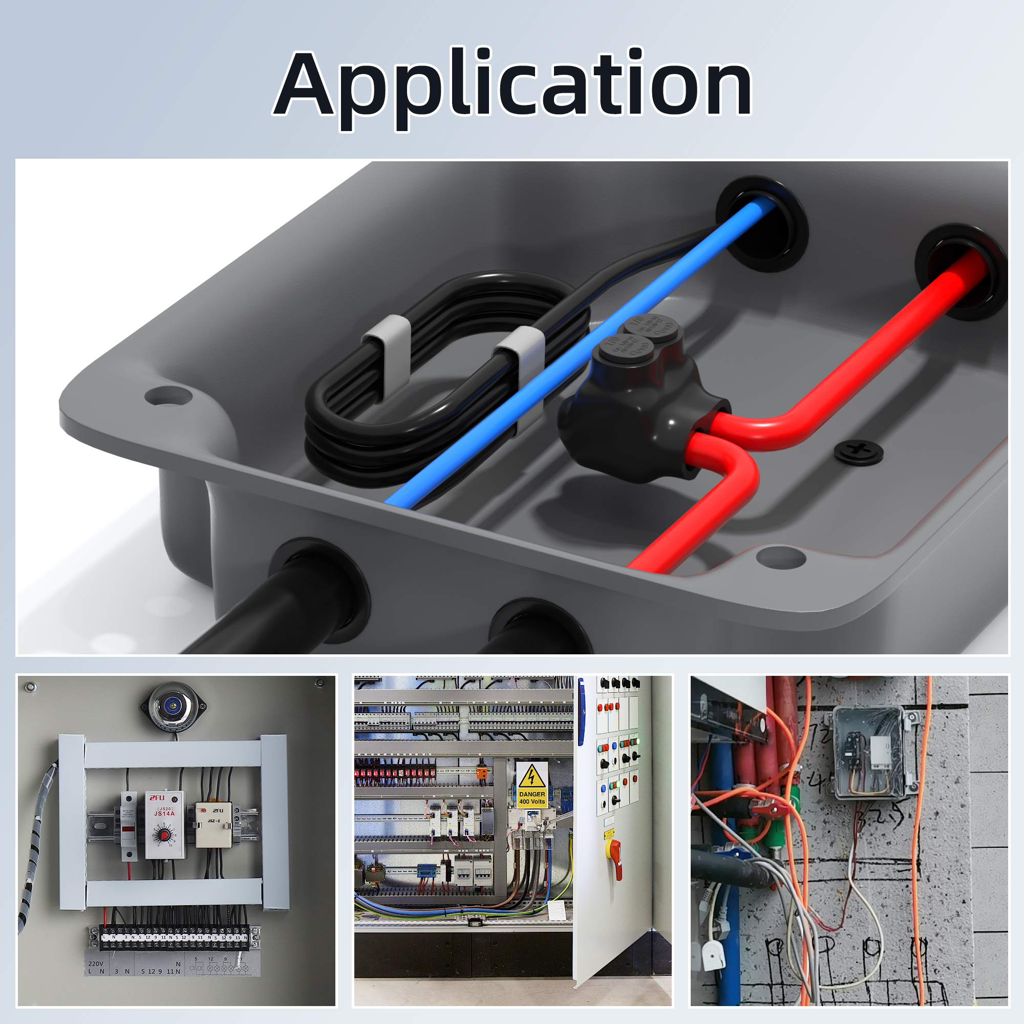 ITC-102-1/0AWG 1/0 AWG – 14 AWG 2-Port Single-Sided Entry Pre-Insulated Connector for Aluminum and Copper Wire